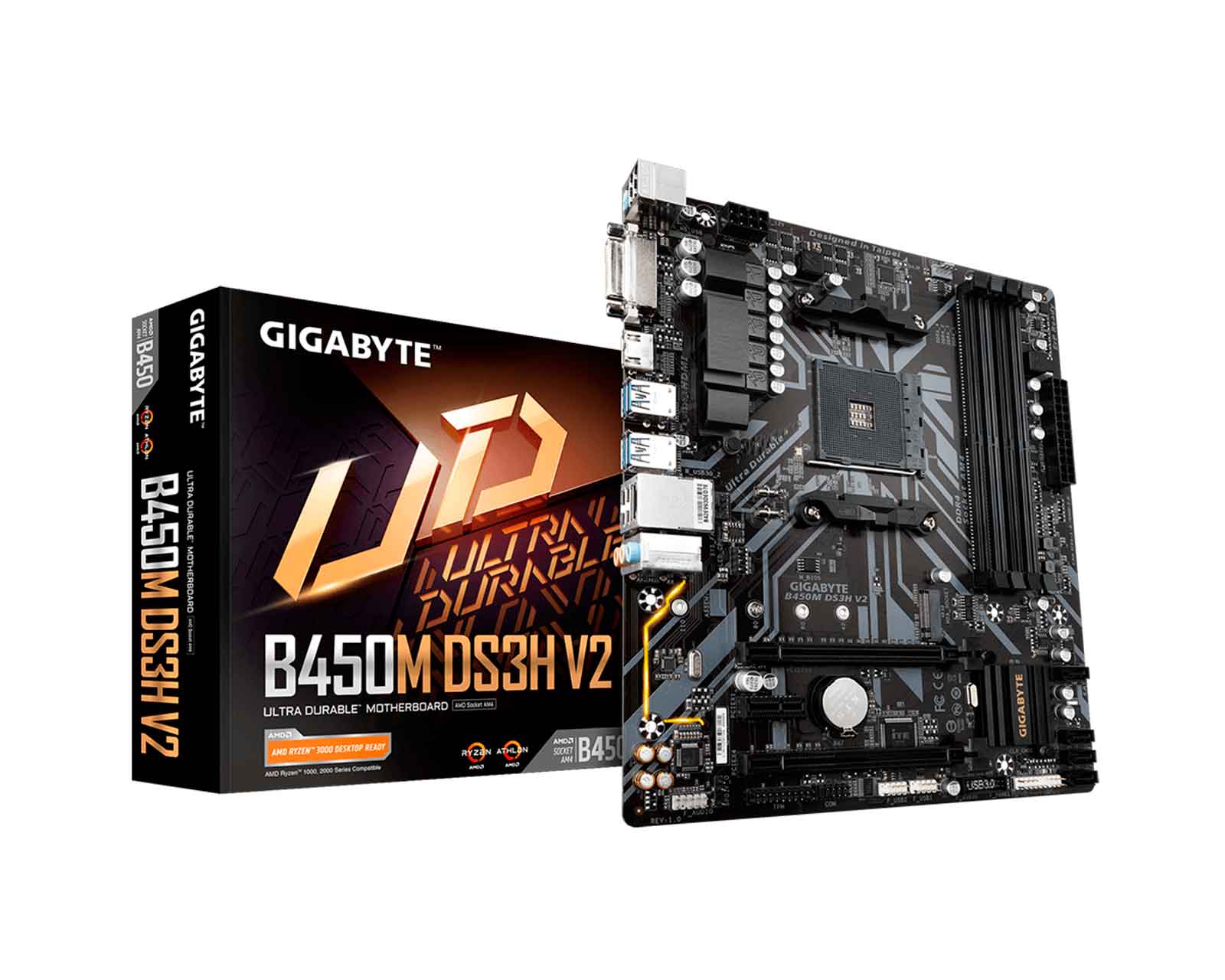 Foto 2 pulgar | Tarjeta Madre Gigabyte B450m Ds3h V2 Am4(ryzen) Glan Dvi-d Hdmi Usb 3 M.2 Pci-e 3.0