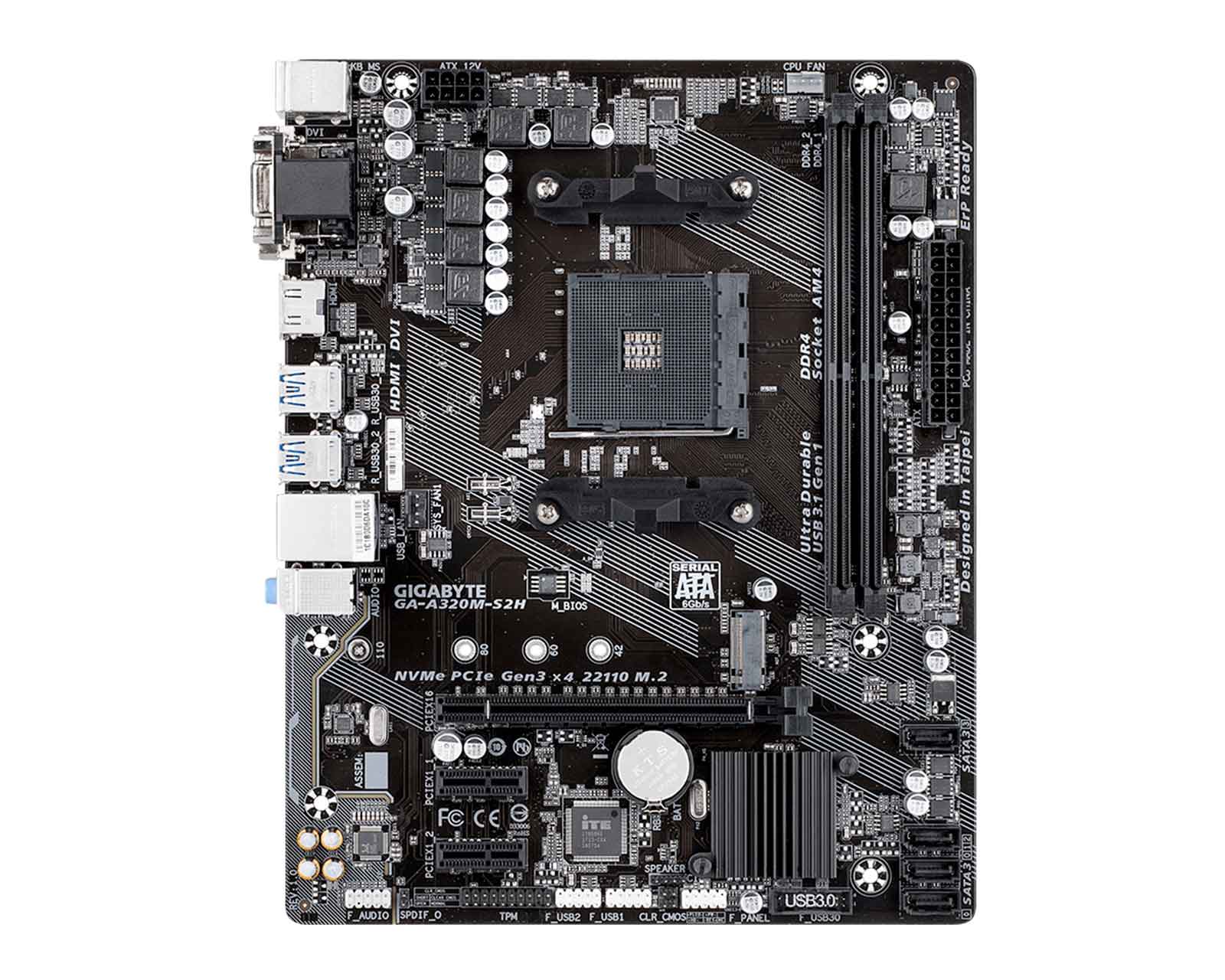 Foto 2 pulgar | Tarjeta Madre Gigabyte A320m S2h Amd Am4 2xddr4(max32gb) Vga/dvi/hdmi Matx Glan Pciex16