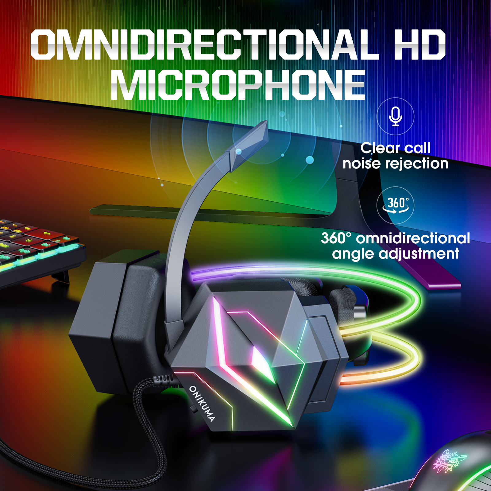 Foto 5 pulgar | Auriculares Para Juegos Onikuma X20 Rgb Con Cable Usb 7.1 Negros - Venta Internacional.