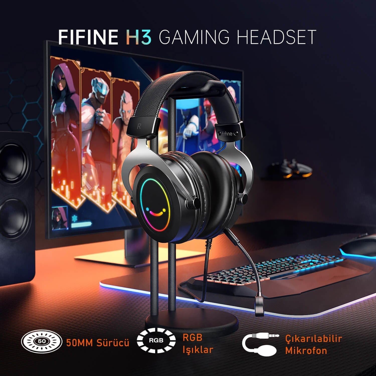 Foto 2 | Venta Internacional - Auriculares Para Juegos Fifine Ampligame H3 Con Micrófono Desmontable