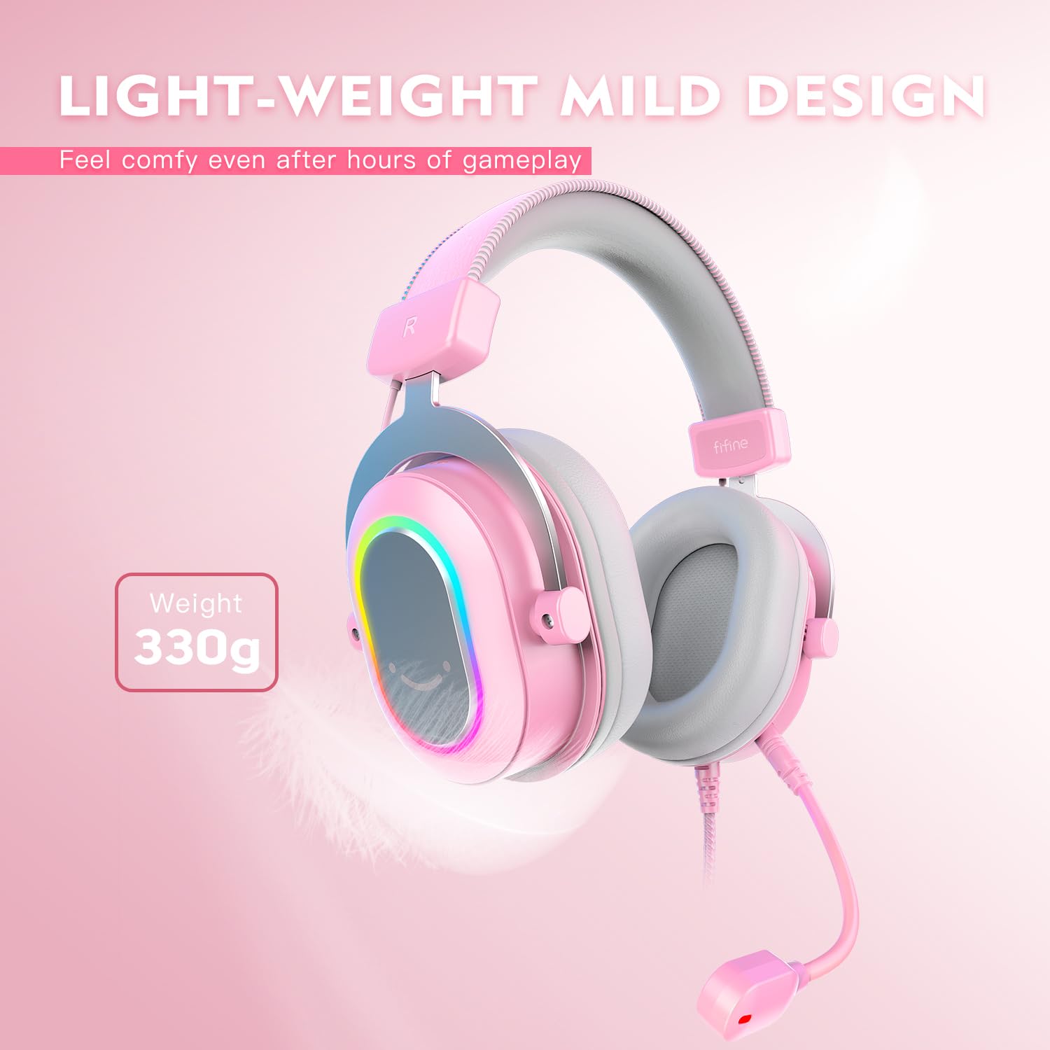 Foto 5 pulgar | Auriculares Para Juegos Fifine Ampligame H6 Usb Con Cable Y Micrófono, Color Rosa - Venta Internacional.