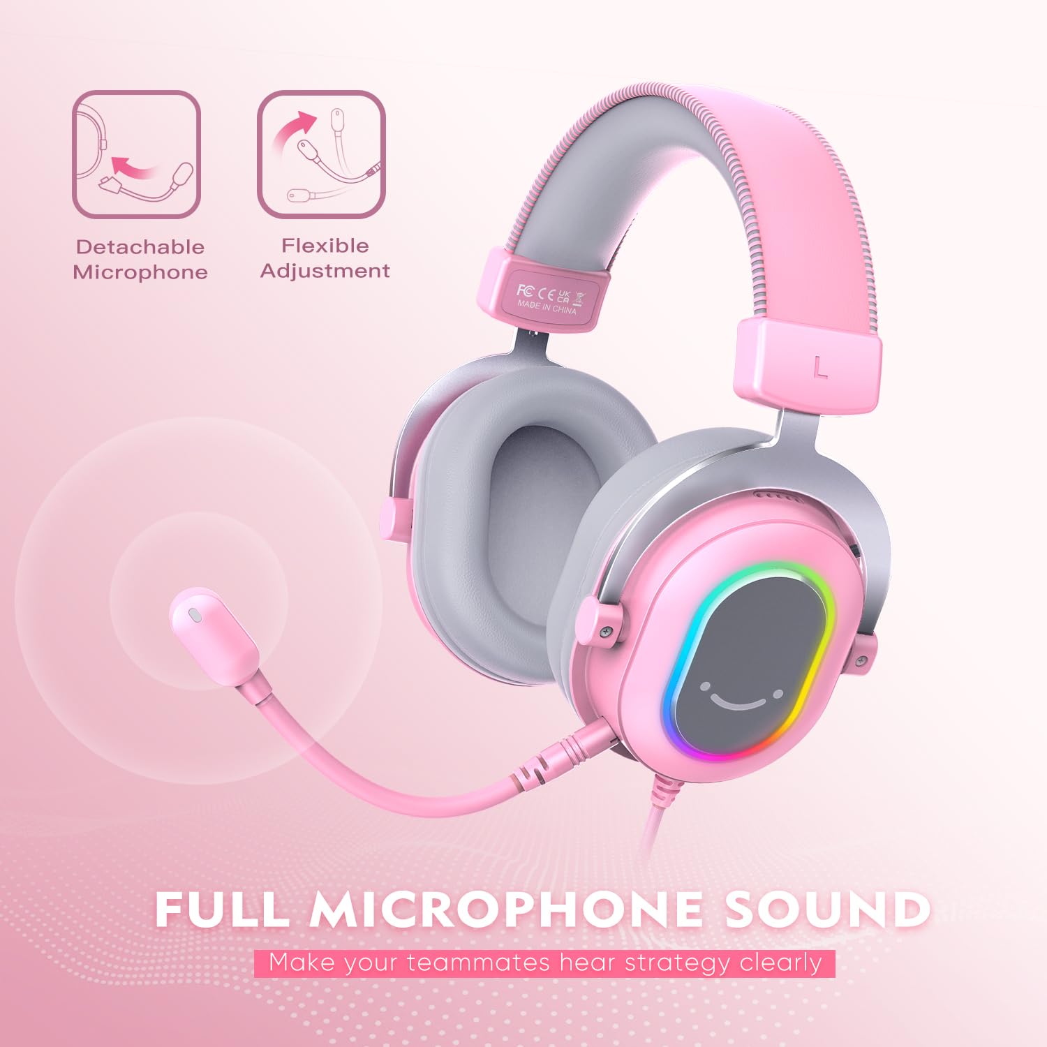 Foto 6 pulgar | Auriculares Para Juegos Fifine Ampligame H6 Usb Con Cable Y Micrófono, Color Rosa - Venta Internacional.