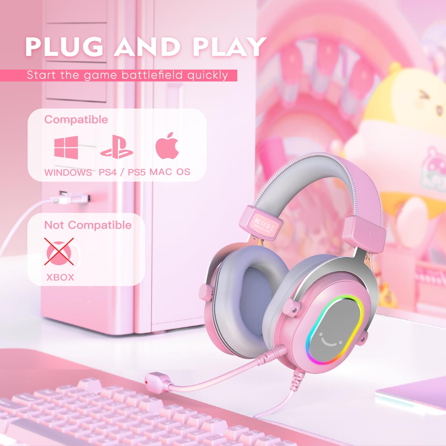 Foto 7 pulgar | Auriculares Para Juegos Fifine Ampligame H6 Usb Con Cable Y Micrófono, Color Rosa - Venta Internacional.