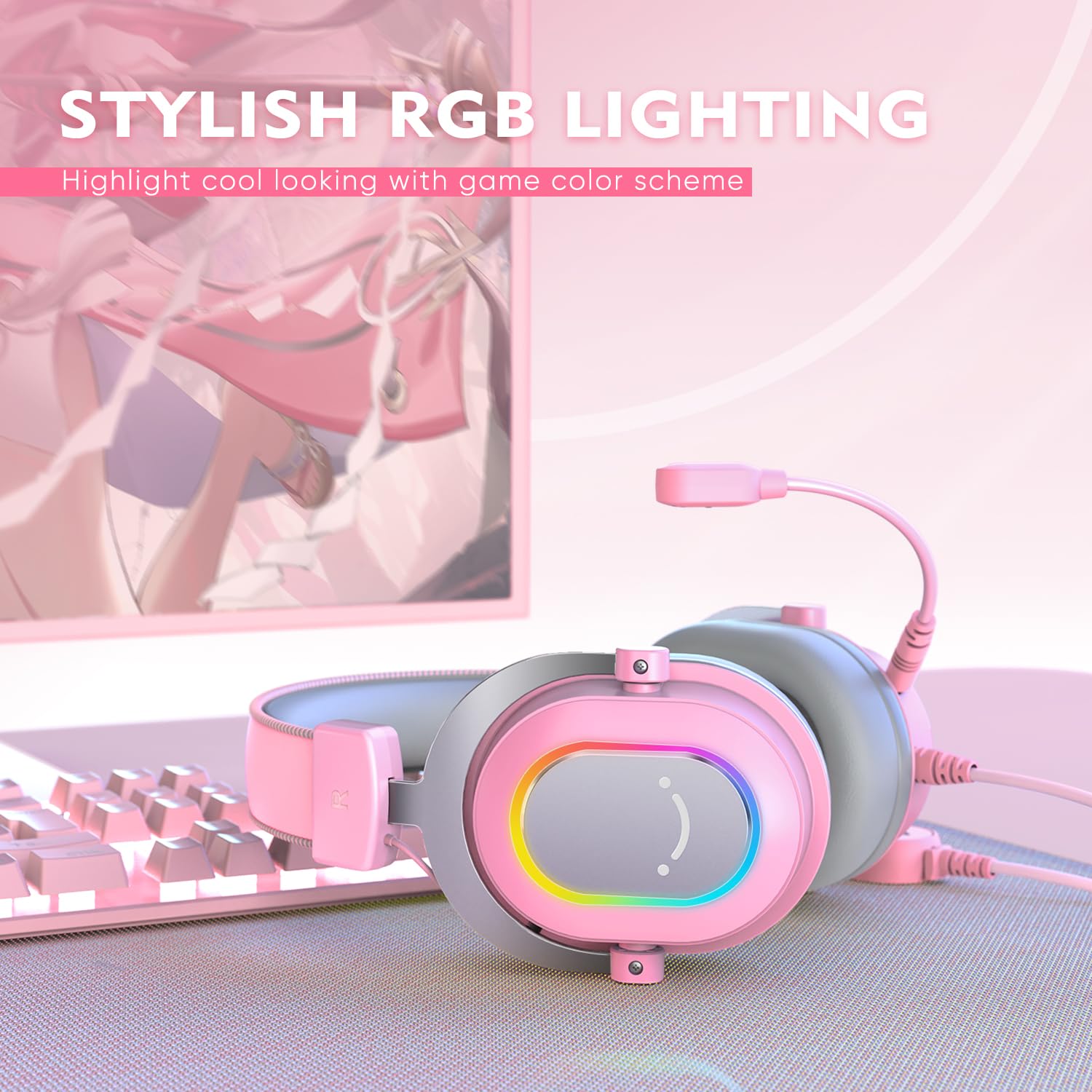 Foto 7 | Auriculares Para Juegos Fifine Ampligame H6 Usb Con Cable Y Micrófono, Color Rosa - Venta Internacional.