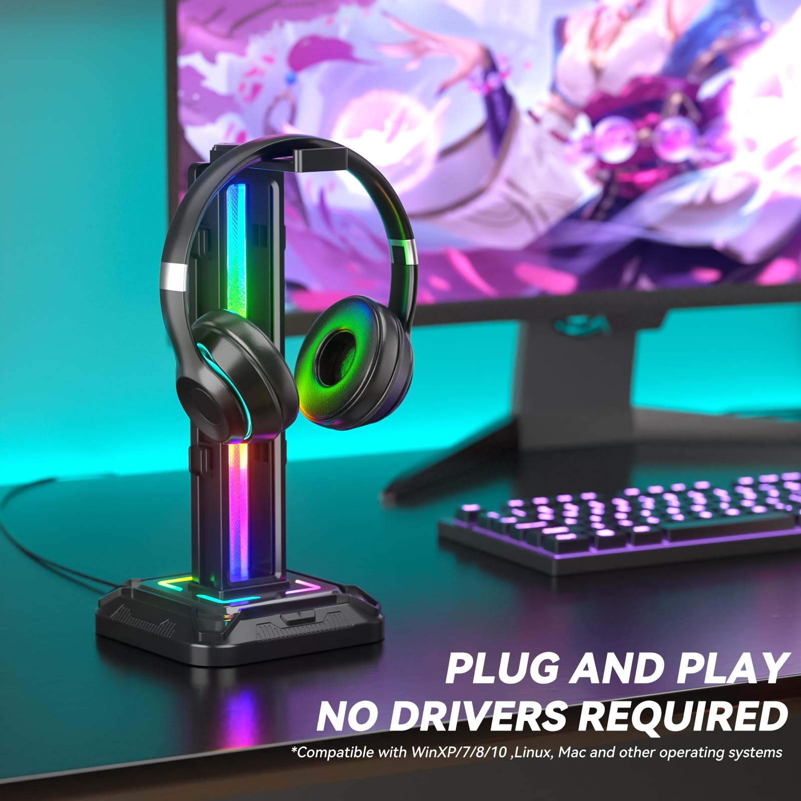 Foto 3 pulgar | Soporte Para Auriculares Kdd Rgb Con 9 Modos De Luz Y Soporte Para Controlador - Venta Internacional.