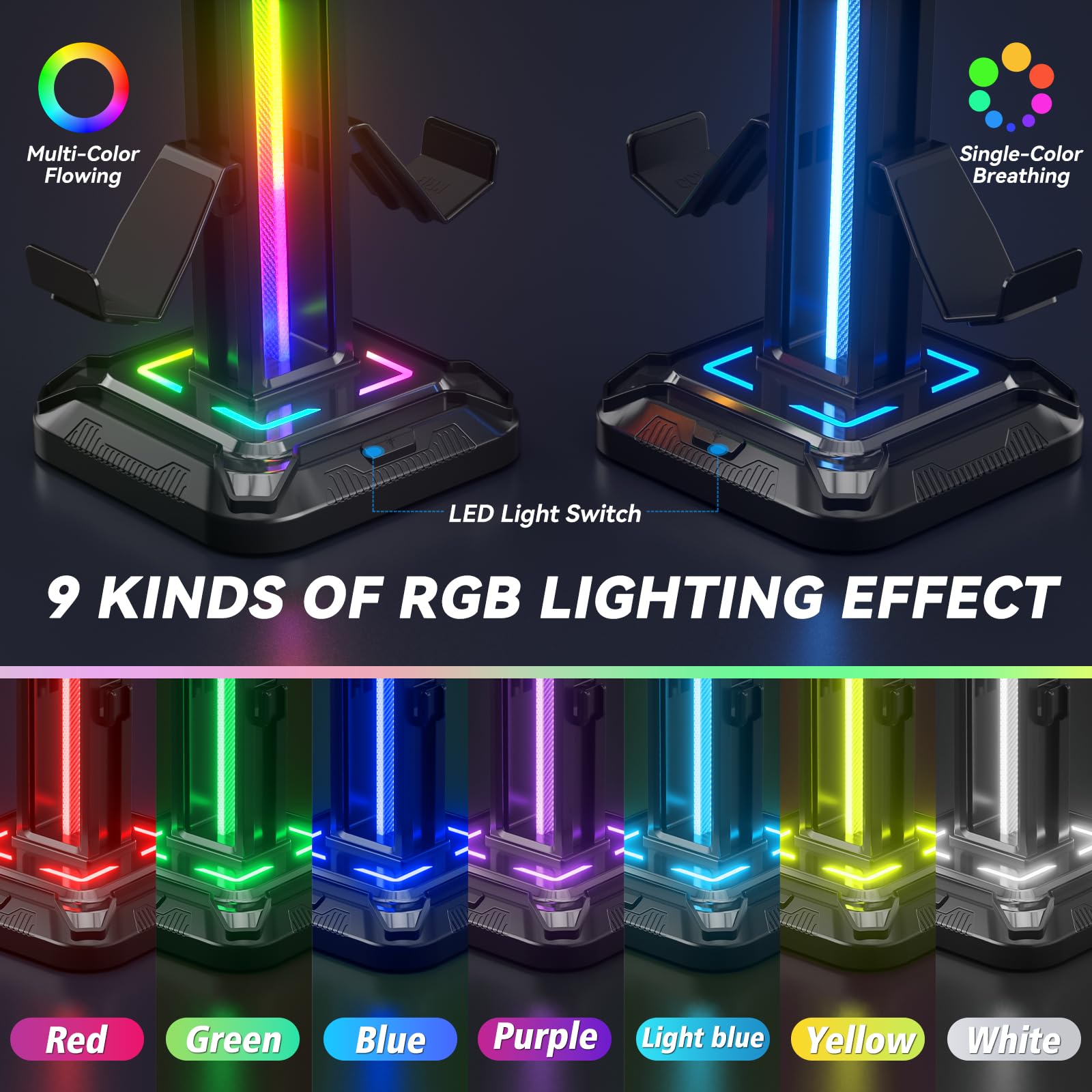 Foto 4 pulgar | Soporte Para Auriculares Kdd Rgb Con 9 Modos De Luz Y Soporte Para Controlador - Venta Internacional.