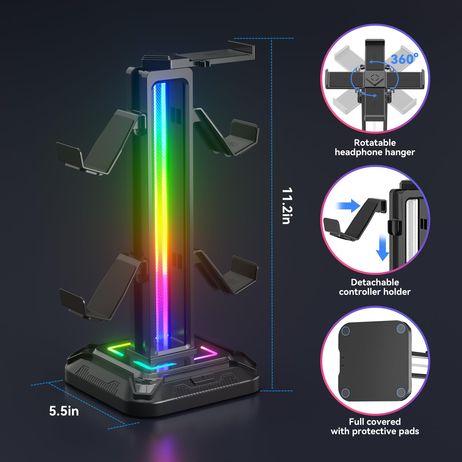 Foto 7 pulgar | Soporte Para Auriculares Kdd Rgb Con 9 Modos De Luz Y Soporte Para Controlador - Venta Internacional.