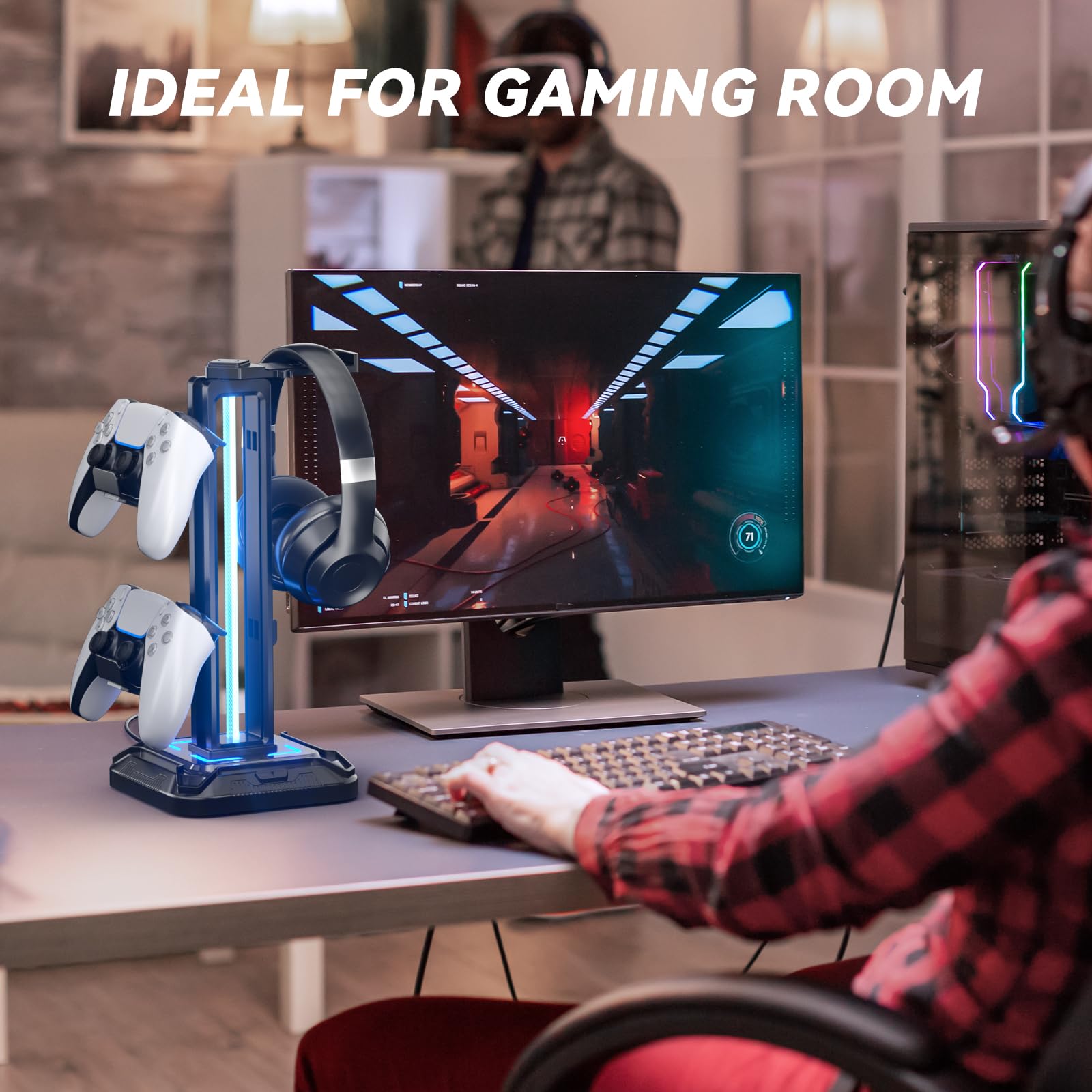Foto 7 | Soporte Para Auriculares Kdd Rgb Con 9 Modos De Luz Y Soporte Para Controlador - Venta Internacional.