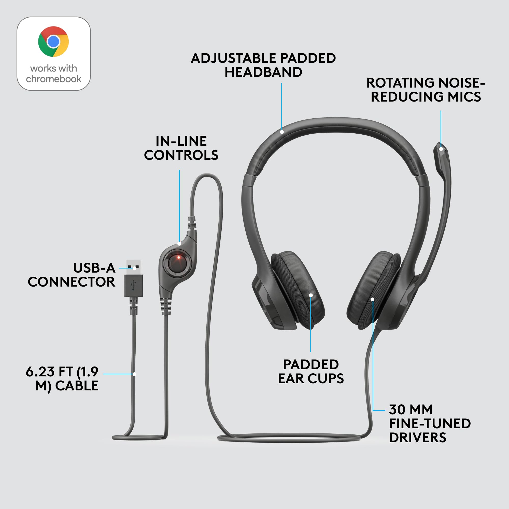 Foto 7 pulgar | Auriculares Estéreo Logitech H390 Con Cable Y Micrófono Usb Con Cancelación De Ruido - Venta Internacional.