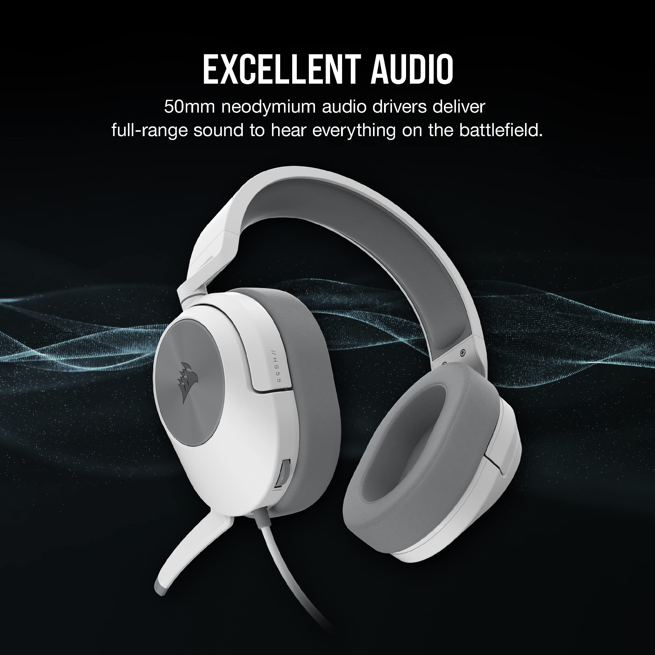 Foto 2 | Auriculares Para Juegos Corsair Hs55 Estéreo De Piel Sintética Blancos - Venta Internacional.