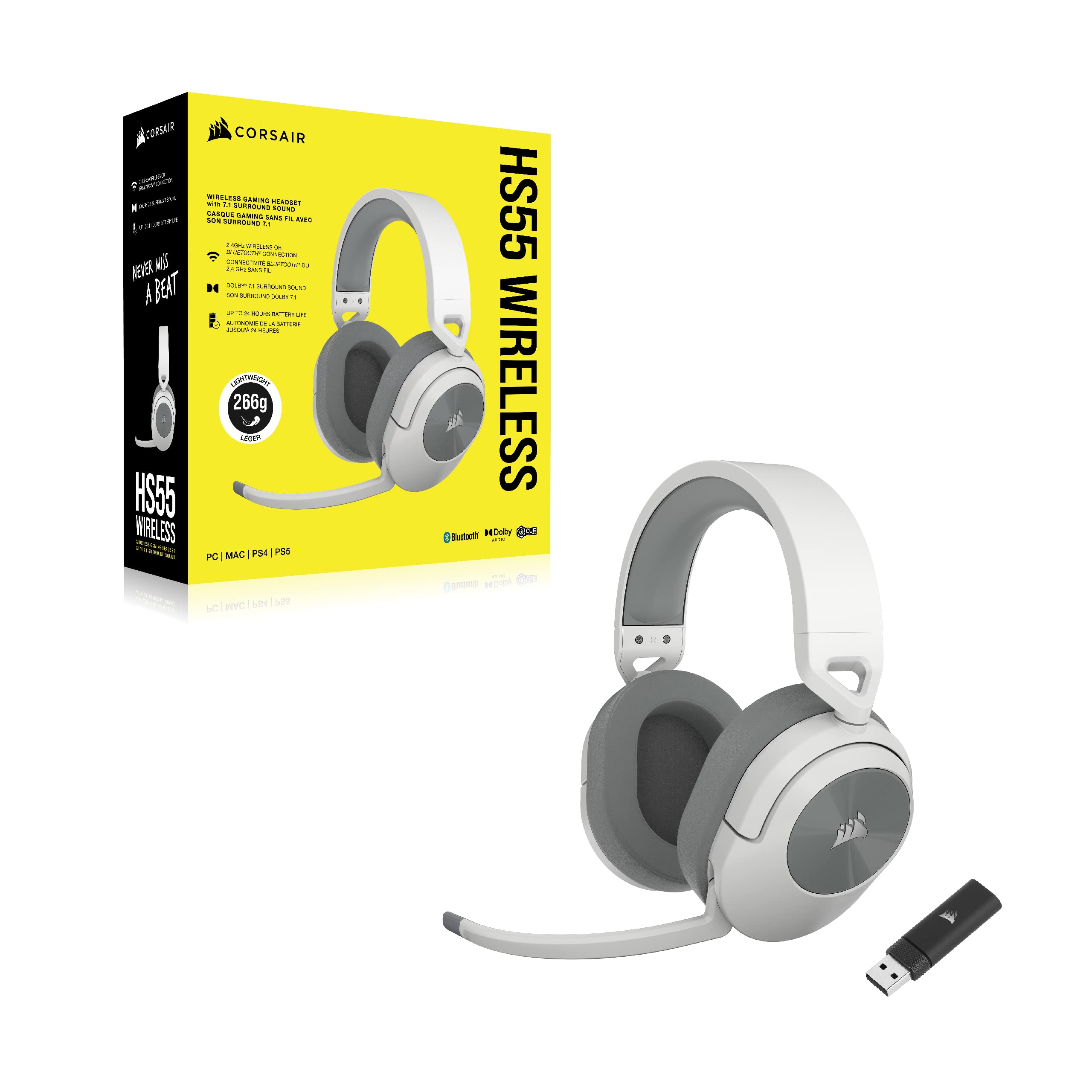 Foto 8 pulgar | Auriculares Para Juegos Corsair Hs55 Inalámbricos Con Bluetooth En Blanco - Venta Internacional.