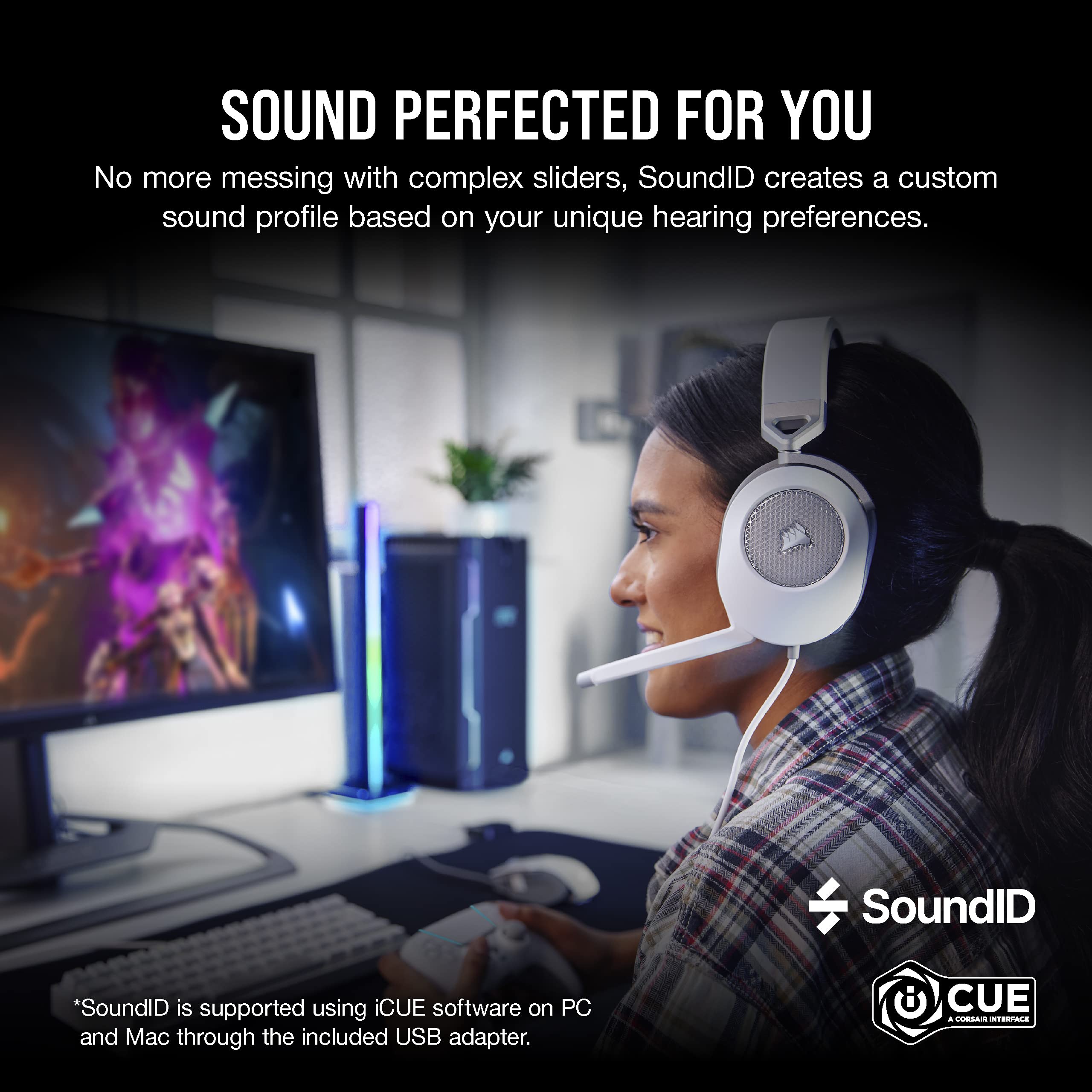 Foto 3 pulgar | Auriculares Para Juegos Corsair Hs65 Surround White Con Sonido 7.1 - Venta Internacional.