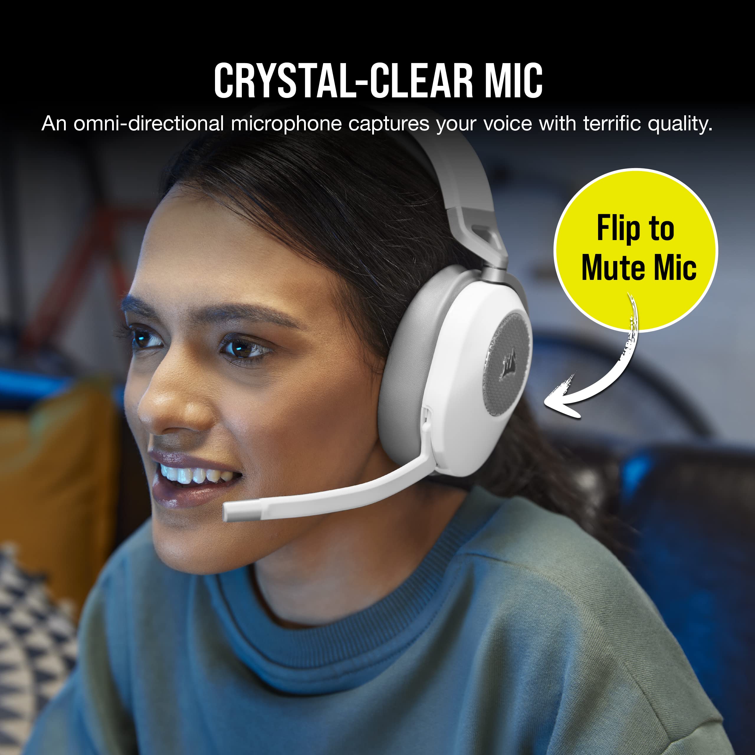 Foto 6 pulgar | Auriculares Para Juegos Corsair Hs65 Inalámbricos Con Bluetooth, Color Blanco - Venta Internacional.