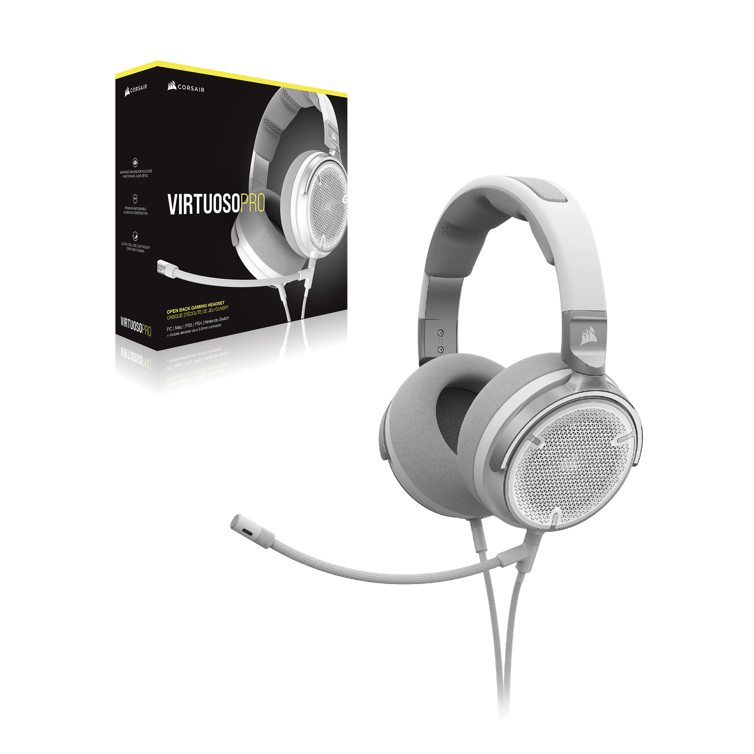 Foto 7 | Auriculares Para Juegos Corsair Virtuoso Pro Con Cable, Espalda Abierta, Blancos - Venta Internacional.