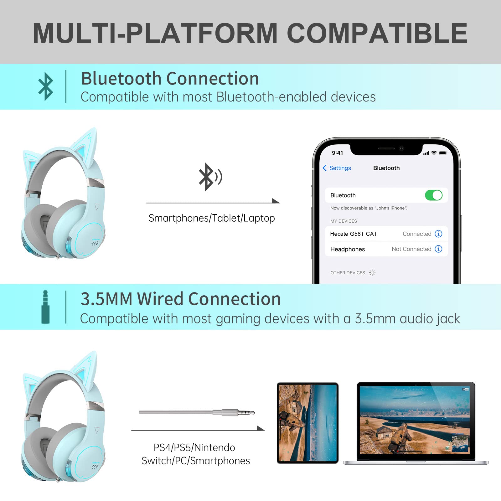 Foto 3 pulgar | Auriculares Inalámbricos Bluetooth Para Juegos Edifier G5bt Cat Sky Blue - Venta Internacional.