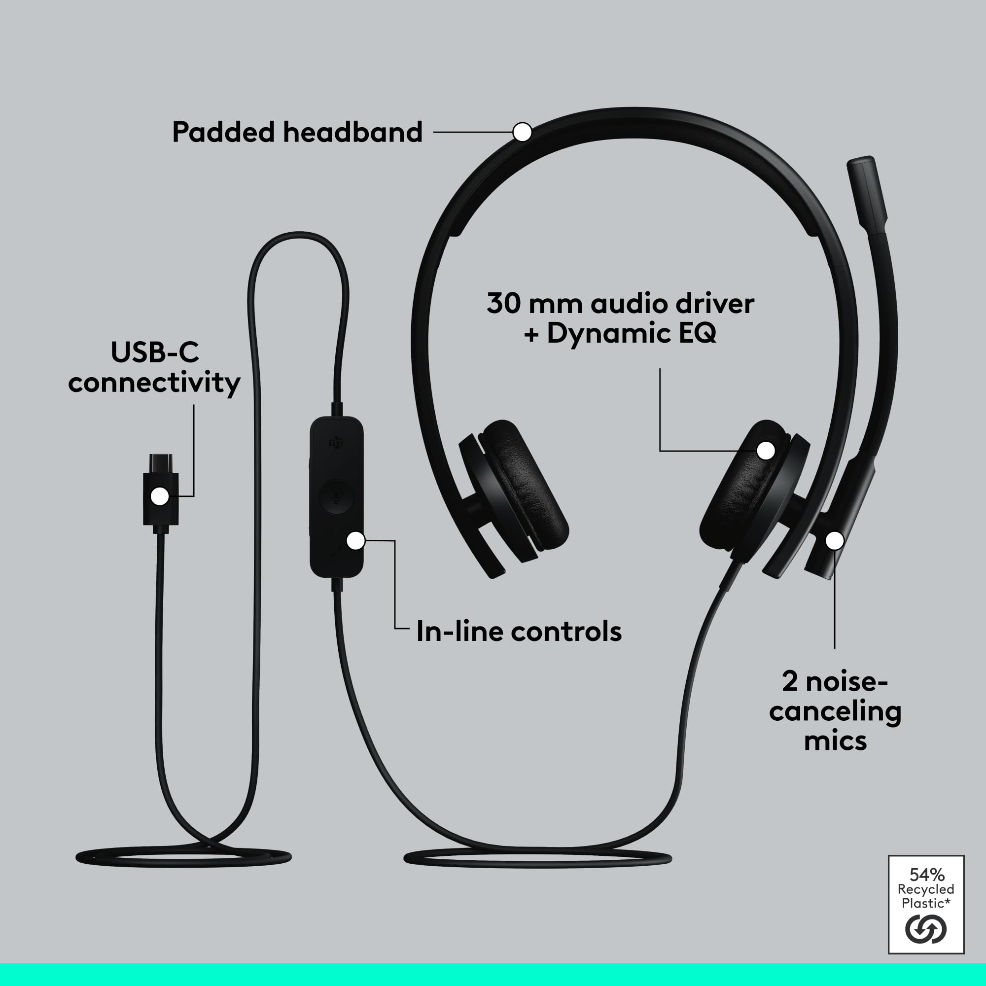 Foto 7 pulgar | Auriculares Logitech H570e Usb-c Con Cable Y Micrófono Para Pc/mac - Venta Internacional.