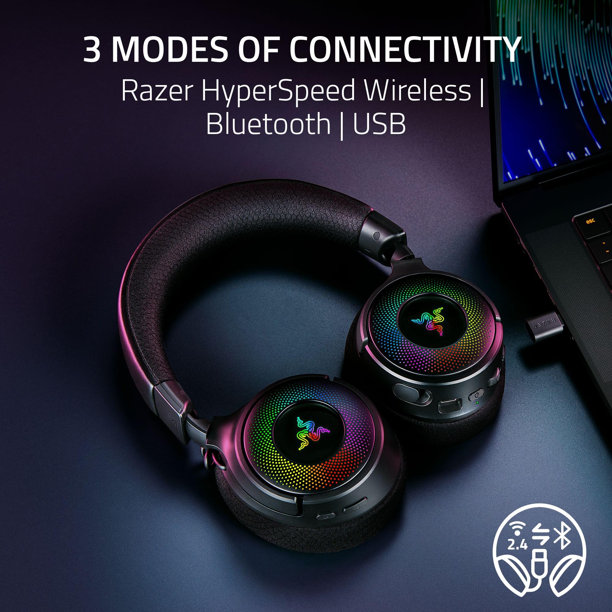 Foto 4 pulgar | Auriculares Para Juegos Razer Kraken V4 Inalámbricos Bluetooth Usb De 2,4 Ghz - Venta Internacional.