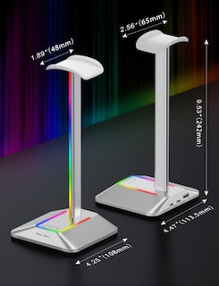 Foto 5 | Soporte Para Auriculares New Bee Rgb Con Puertos Usb-c Y Usb, Color Plateado - Venta Internacional.
