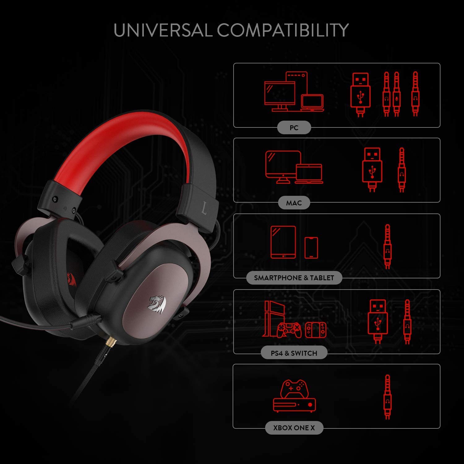 Foto 7 pulgar | Auriculares Para Juegos Redragon H510 Zeus Wired 7.1 Surround Sound - Venta Internacional.