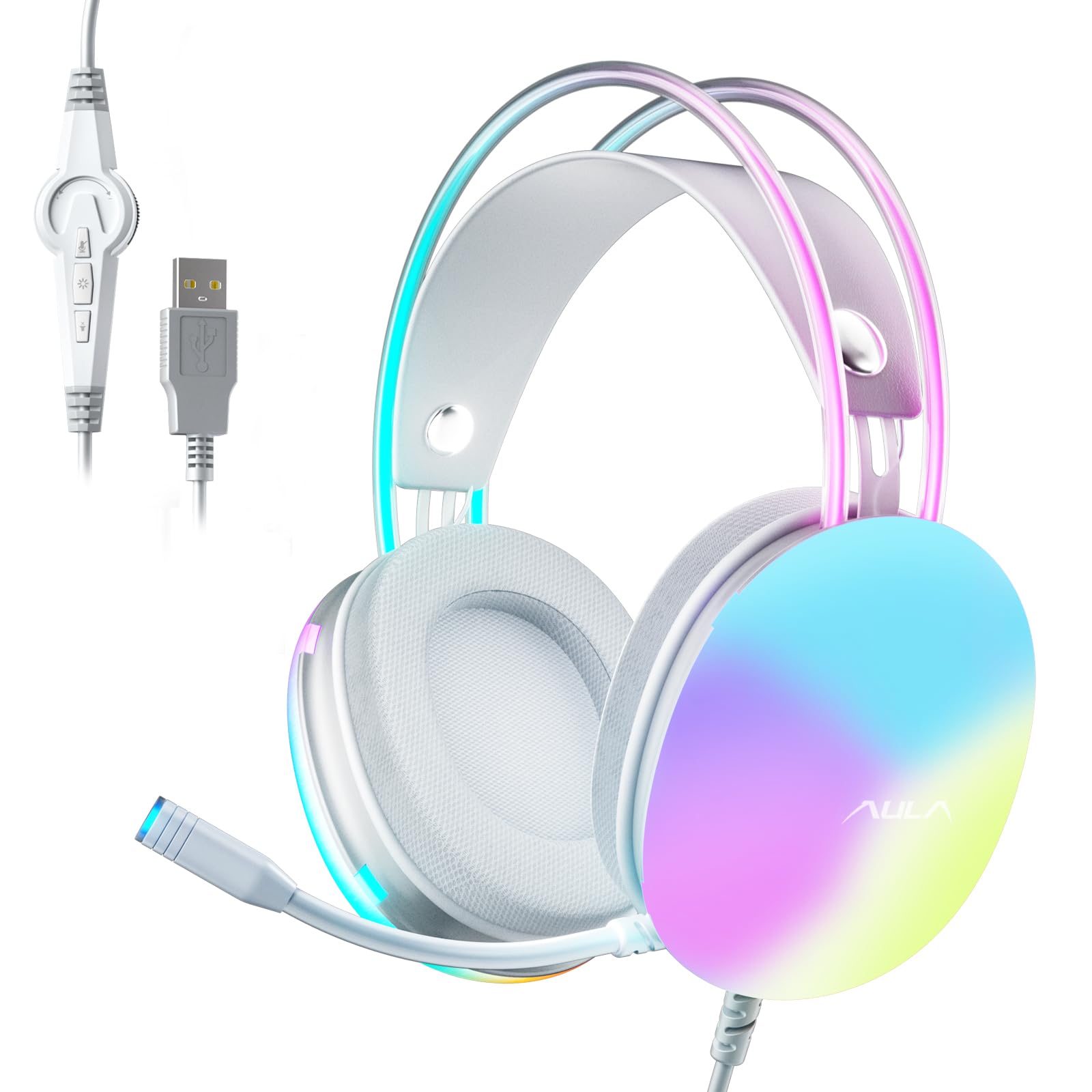 Foto 2 pulgar | Auriculares Aula con Micrófono para Pc Rgb 7.1 Sound Green - Venta Internacional