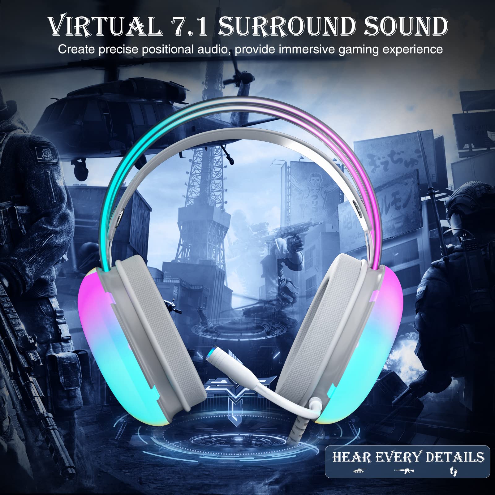 Foto 3 pulgar | Auriculares Aula con Micrófono para Pc Rgb 7.1 Sound Green - Venta Internacional