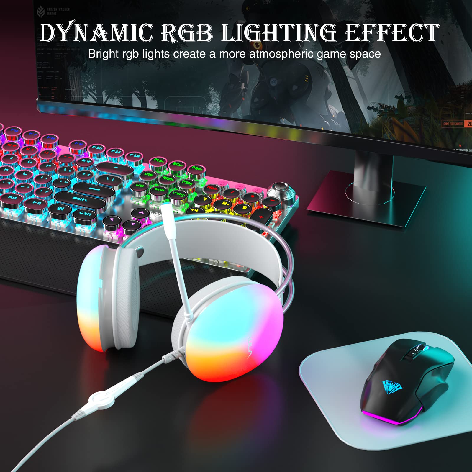 Foto 5 pulgar | Auriculares Aula con Micrófono para Pc Rgb 7.1 Sound Green - Venta Internacional