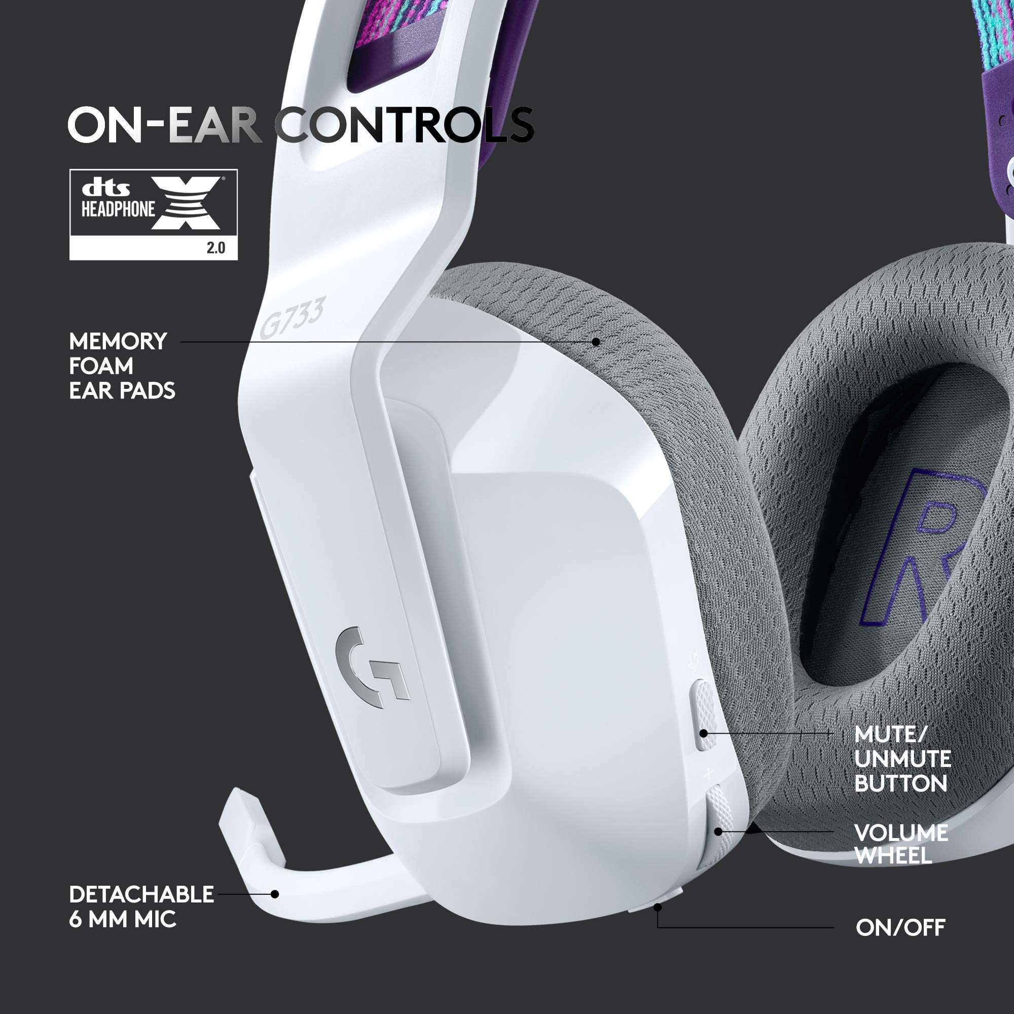 Foto 6 pulgar | Auriculares Inalámbricos para Juegos Logitech G733 Lightspeed Blancos - Venta Internacional