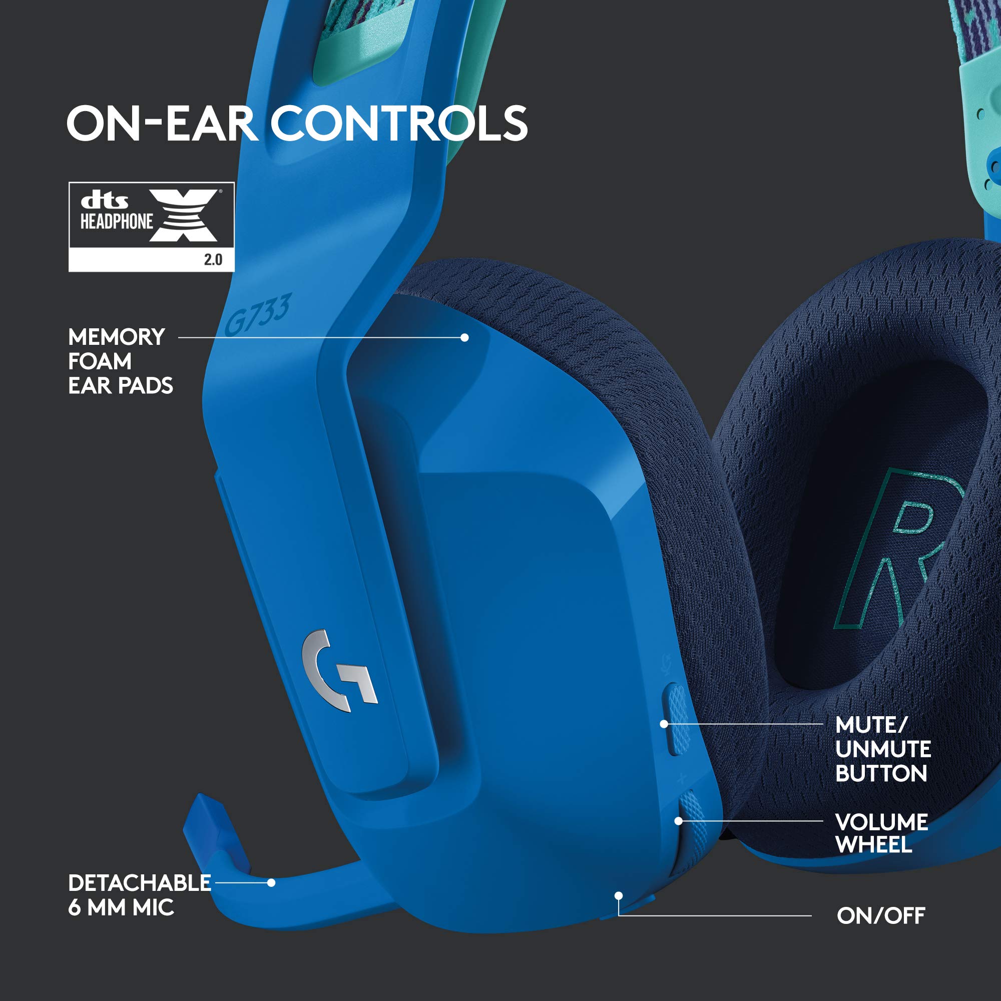 Foto 6 pulgar | Auriculares Inalámbricos para Juegos Logitech G733 Lightspeed Azules - Venta Internacional