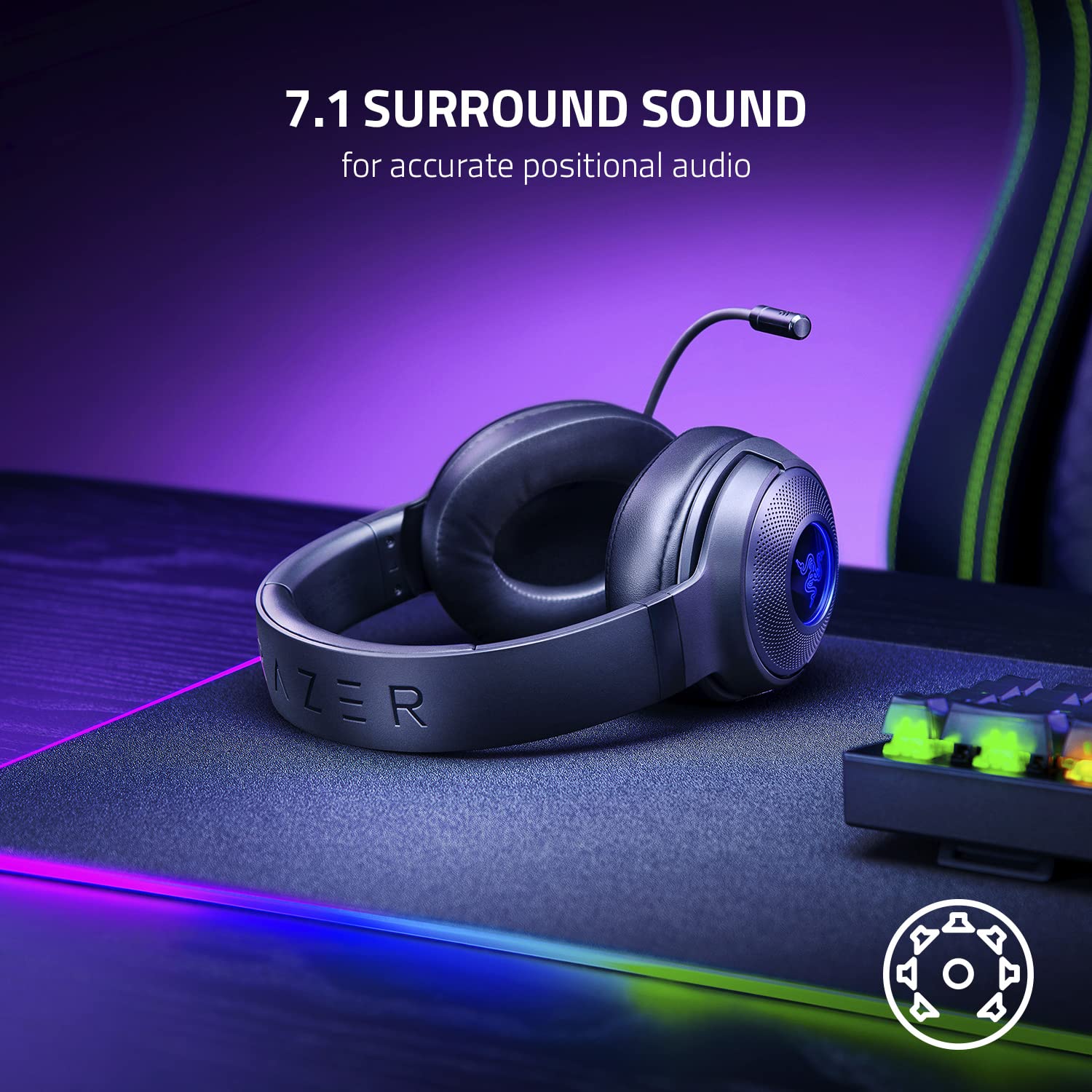 Foto 7 pulgar | Auriculares para Juegos Razer Kraken V3 X con Cable Usb Triforce 40 Mm - Venta Internacional