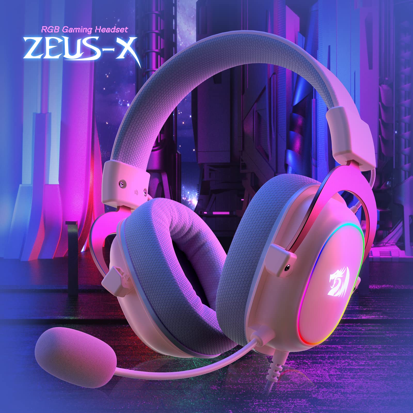 Foto 3 pulgar | Auriculares Para Juegos Redragon H510 Zeus-x Rgb Pink Wired 7.1 Sound - Venta Internacional