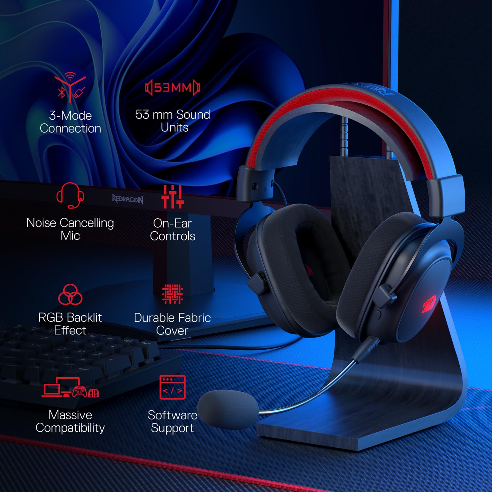 Foto 3 pulgar | Auriculares Inalámbricos Redragon H510 Pro Zeus-x Rgb - Venta Internacional