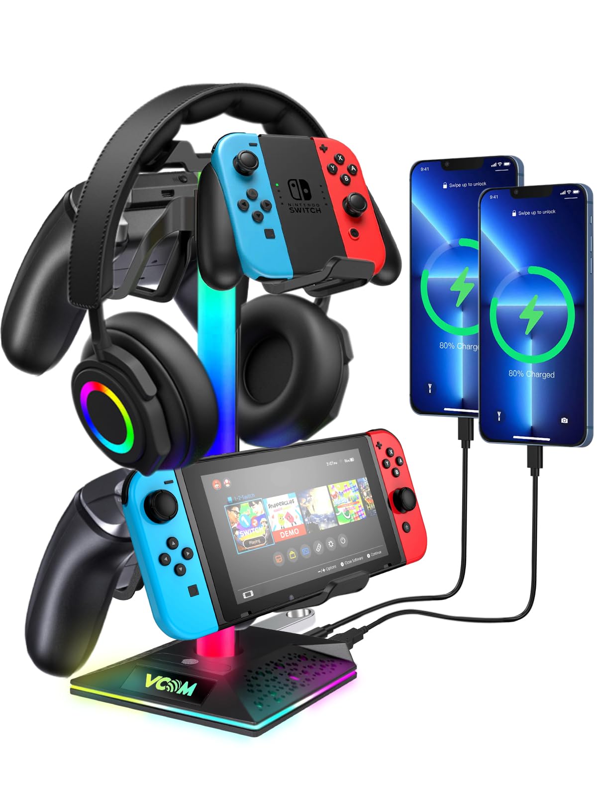 Foto 2 pulgar | Auriculares Rgb para Juegos con Soporte Vcom con 2 Puertos Usb y 1 Puerto Tipo C - Venta Internacional