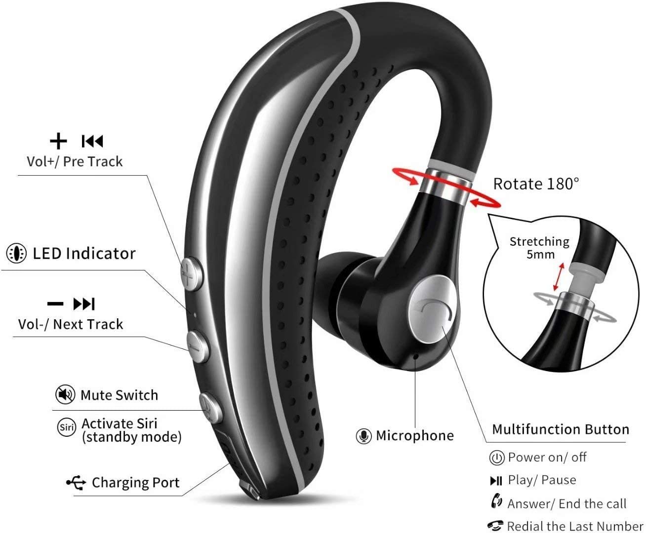 Foto 2 | Auriculares Bluetooth Comexion V5.0 Bluetooth Con Micrófono 110 Mah - Venta Internacional.