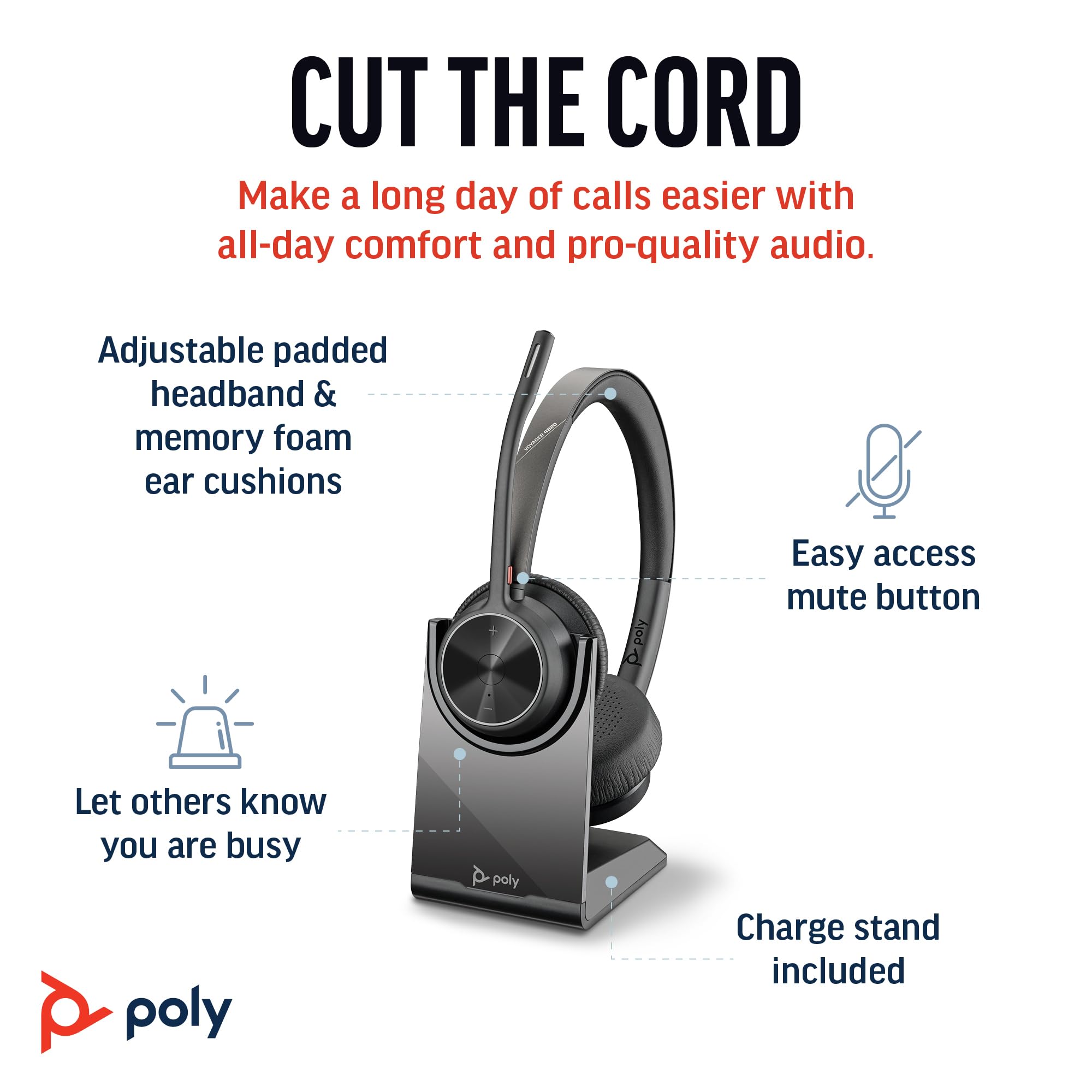 Foto 3 pulgar | Auriculares Inalámbricos Poly Voyager 4320 Uc con Soporte de Carga - Venta Internacional