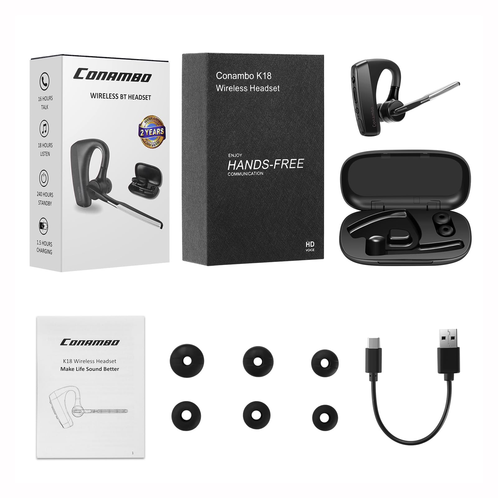 Foto 7 | Auriculares Bluetooth Conambo K18 V5.1 Inalámbricos Con Micrófono Dual Cvc8.0 - Venta Internacional.