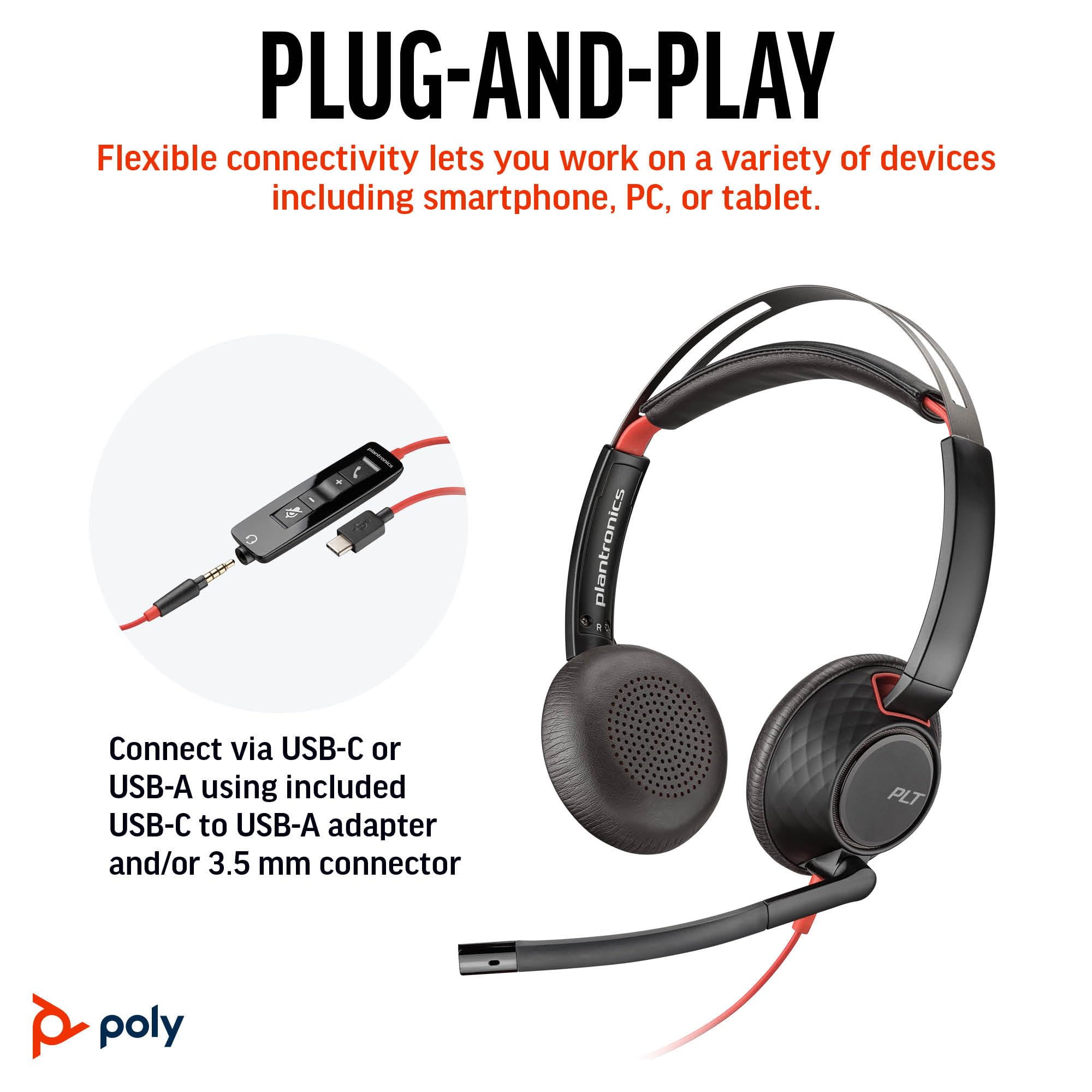 Foto 7 pulgar | Auriculares con Cable Poly Blackwire 5220 Cancelación de Ruido - Venta Internacional