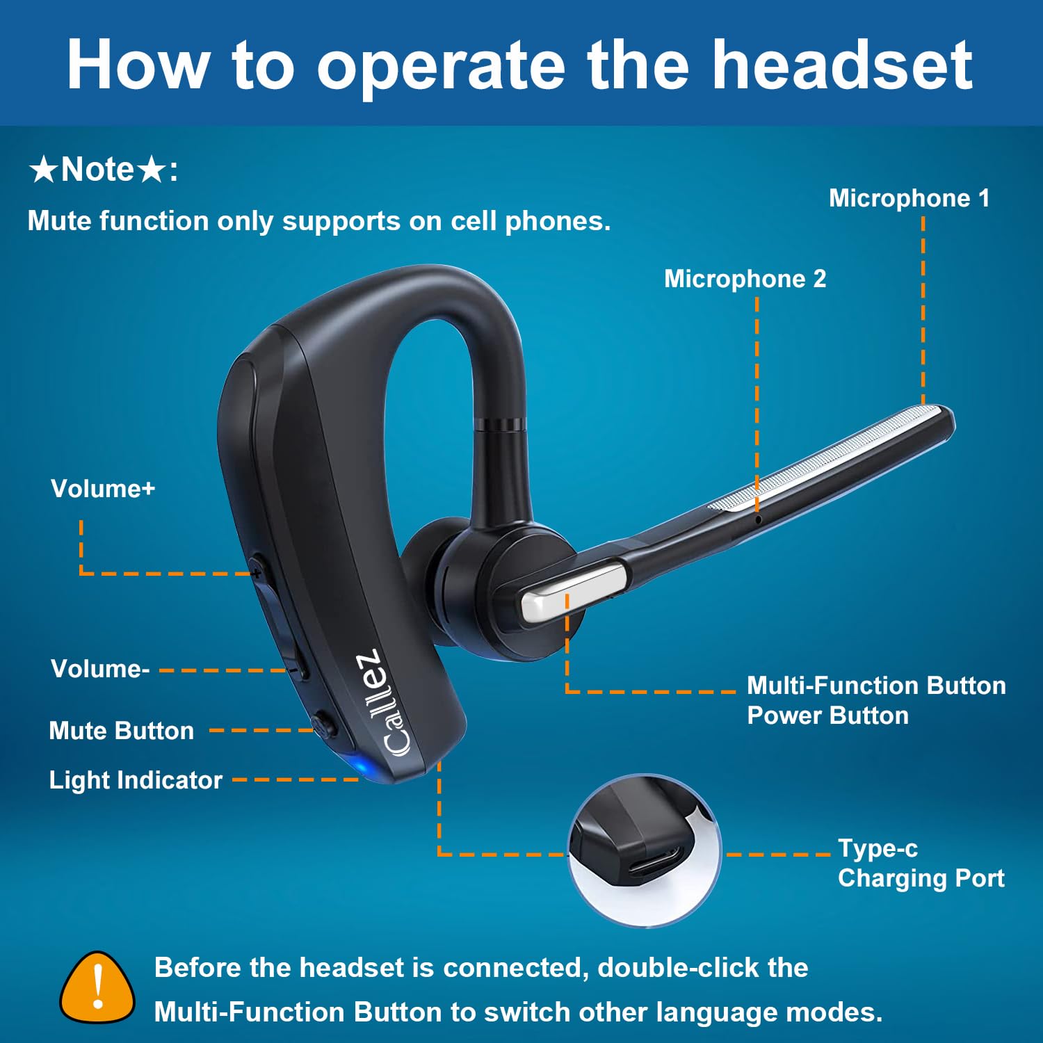 Foto 3 pulgar | Auriculares Bluetooth Callez para iPhone y Android con Cancelación de Ruido - Venta Internacional