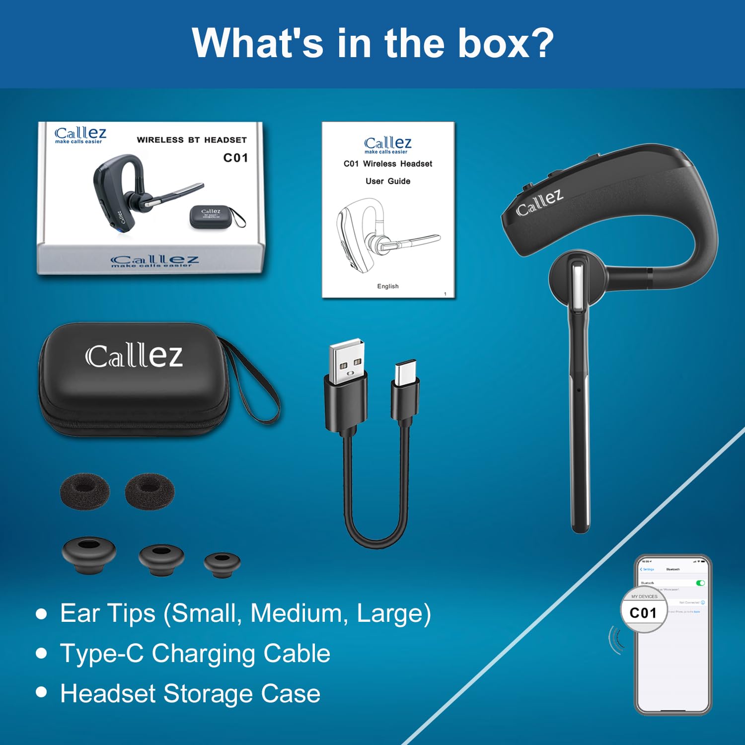 Foto 8 pulgar | Auriculares Bluetooth Callez para iPhone y Android con Cancelación de Ruido - Venta Internacional