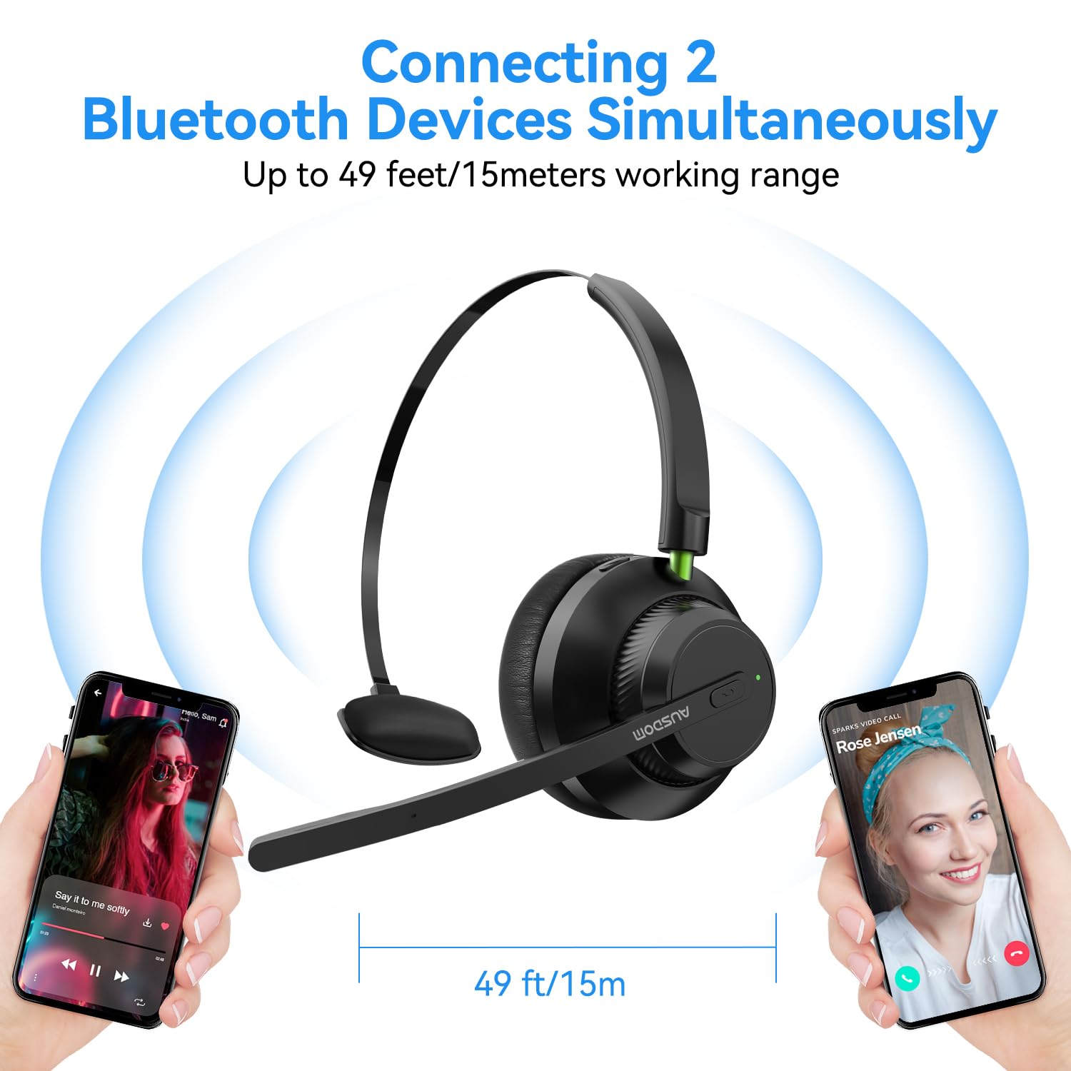 Foto 5 pulgar | Auriculares Bluetooth Ausdom Trucker Inalámbricos 5.2 con Micrófono - Venta Internacional