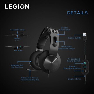Foto 3 | Auriculares Lenovo Legion H500 Pro 7.1 Surround Sound - Venta Internacional