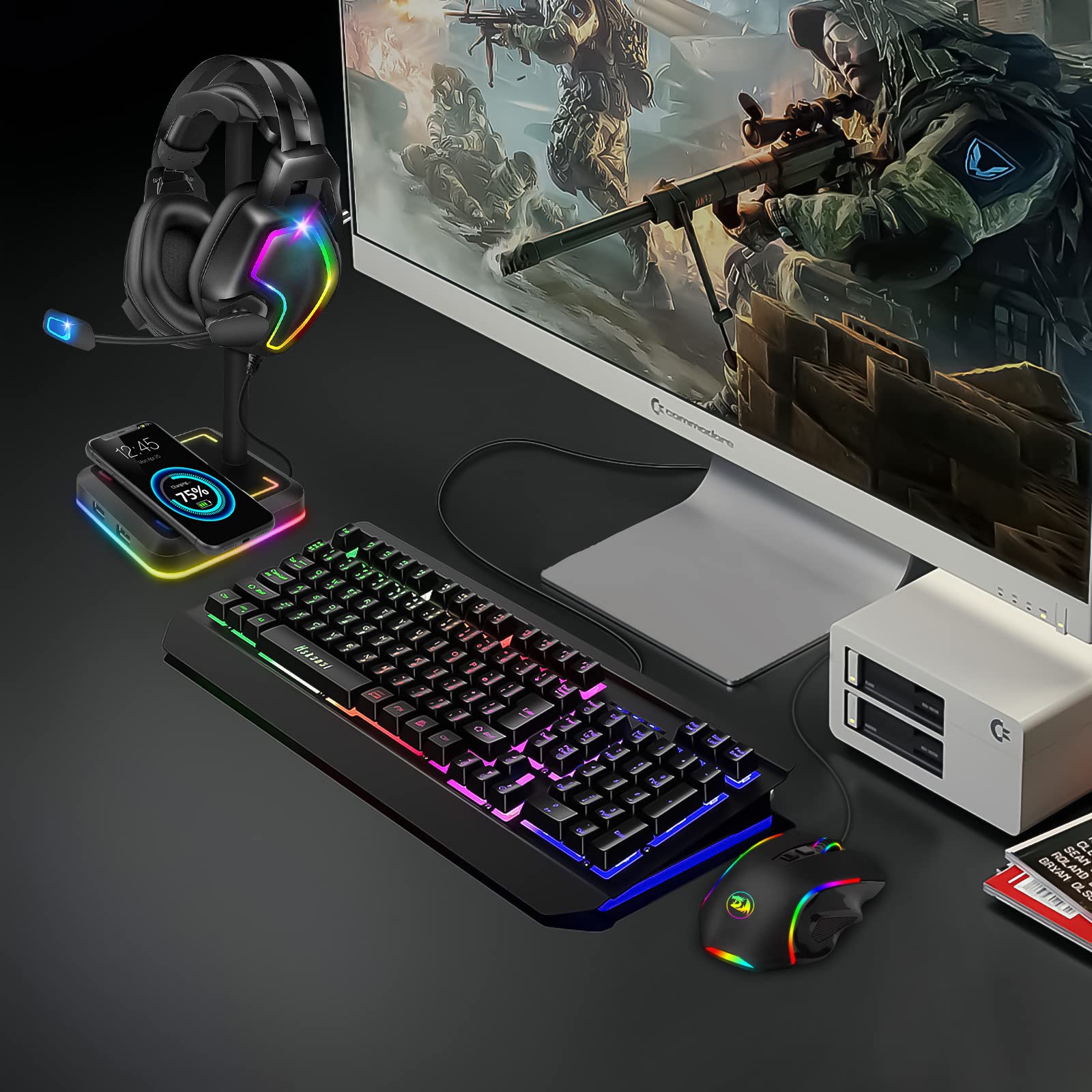 Foto 3 pulgar | Soporte para Auriculares con Cargador Inalámbrico Teedor Gaming Holder - Venta Internacional