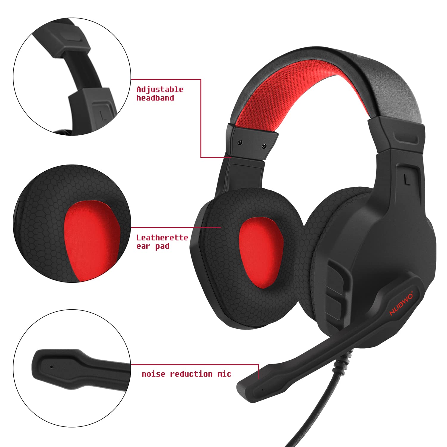 Foto 6 pulgar | Auriculares Para Juegos Nubwo U3 Con Micrófono Para Pc Ps4 Ps5 Xbox Mac Red - Venta Internacional.