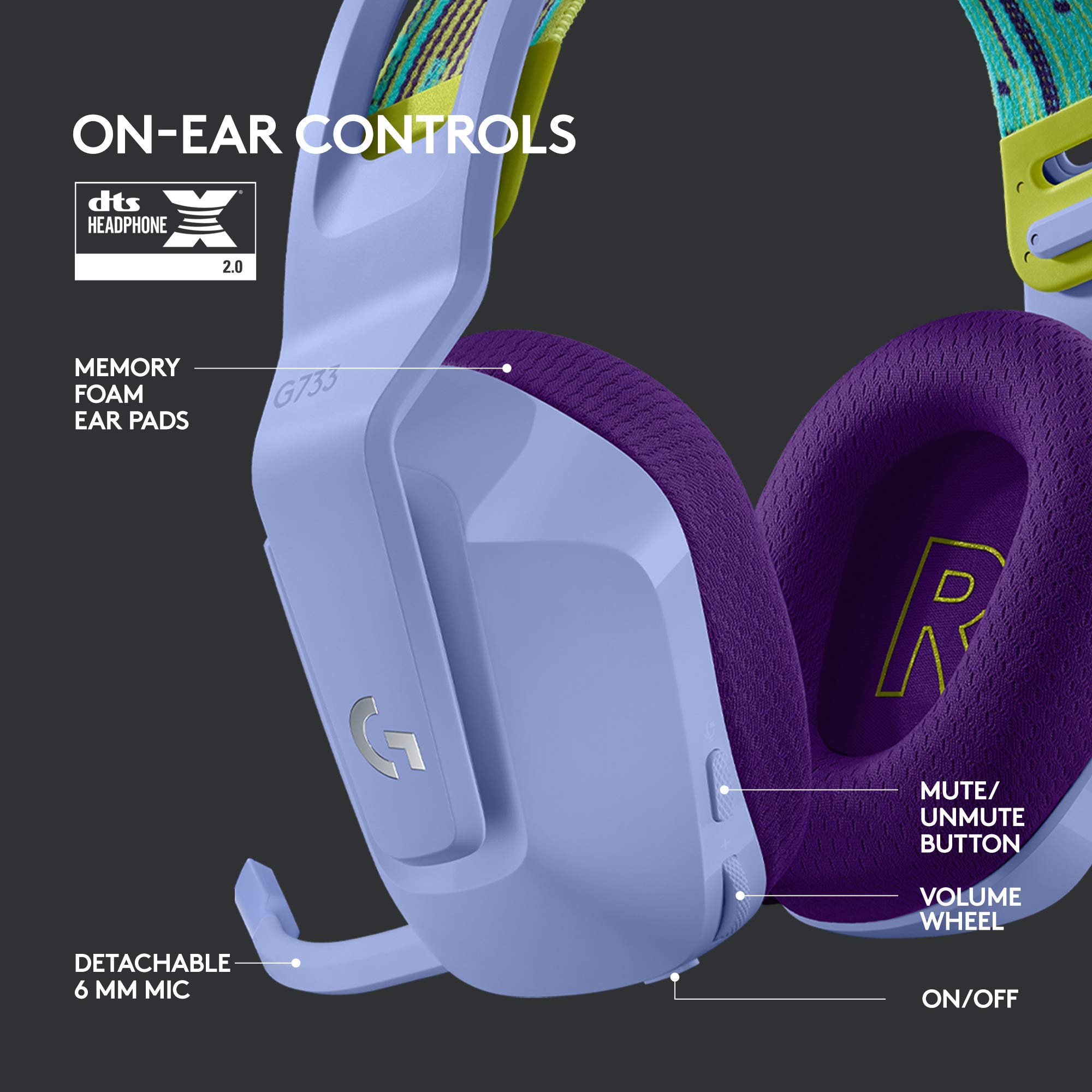 Foto 6 pulgar | Auriculares Inalámbricos Para Juegos Logitech G733 Lightspeed Lilac - Venta Internacional.