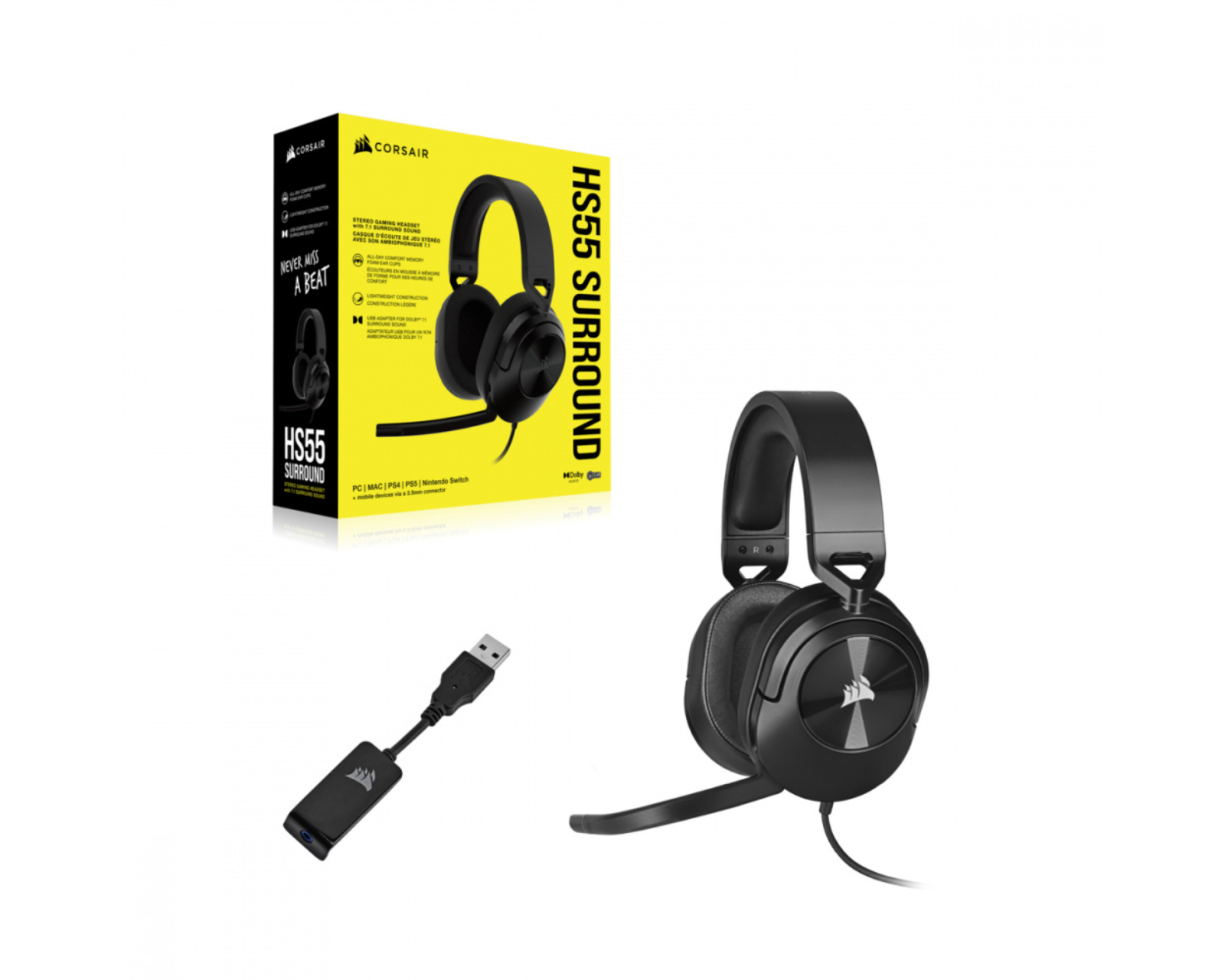 Foto 3 pulgar | Audífonos Gamer Corsair HS55 Surround 7.1 Alámbricos Negro