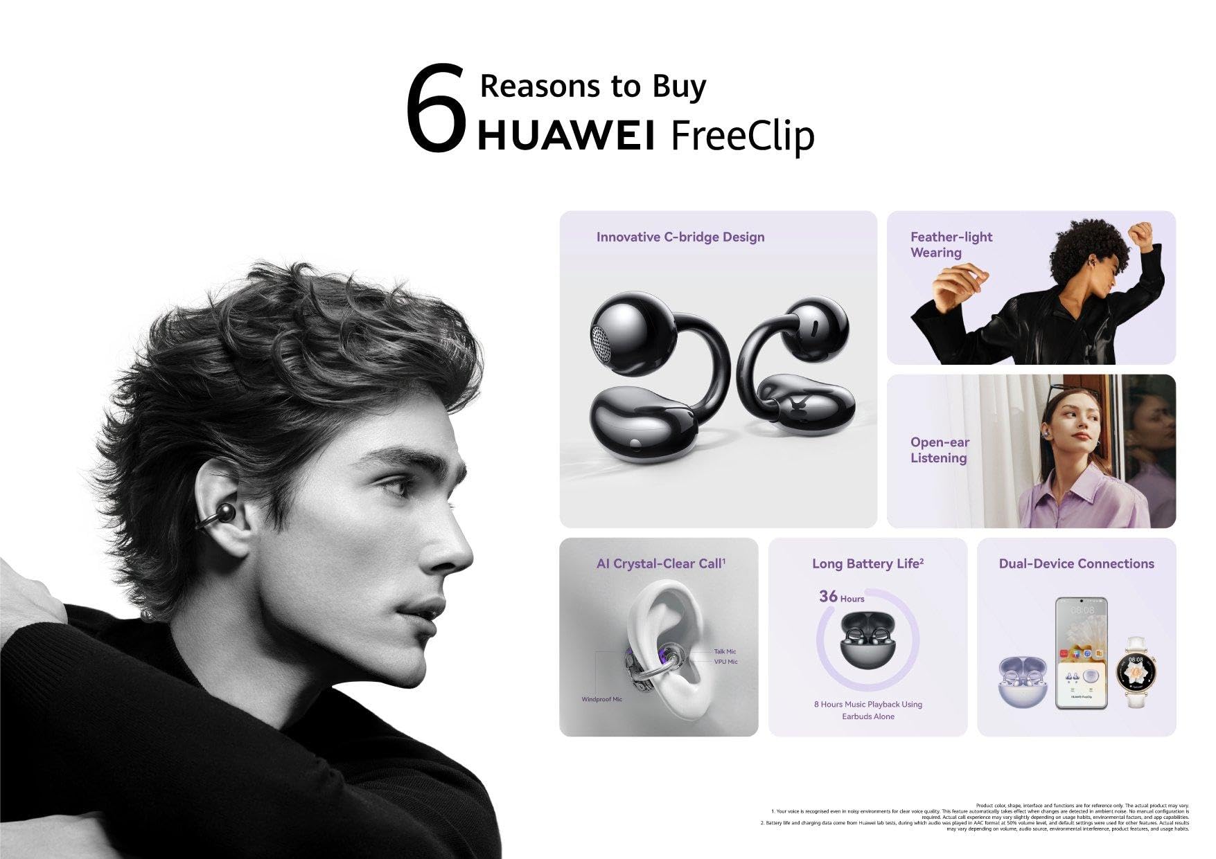Foto 6 pulgar | Auriculares Huawei Freeclip Open-ear Oro Rosa - Venta Internacional