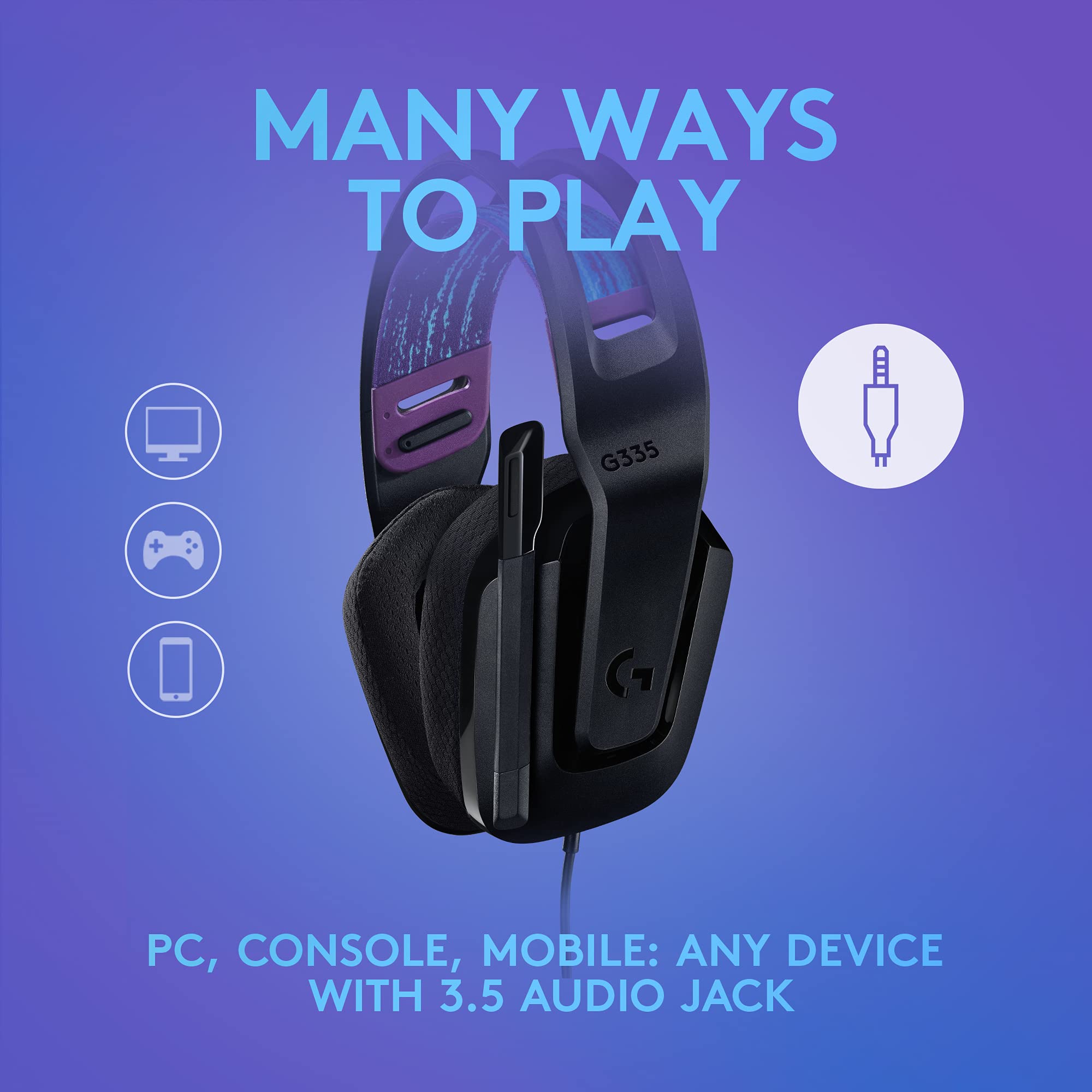 Foto 4 | Paquete de Auriculares para Juegos Logitech G335 + G203 con Cable y Mouse Negros - Venta Internacional