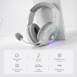Foto 2 | Auriculares Para Juegos Redragon H350 Blancos Con Cable Y Retroiluminación Rgb - Venta Internacional.