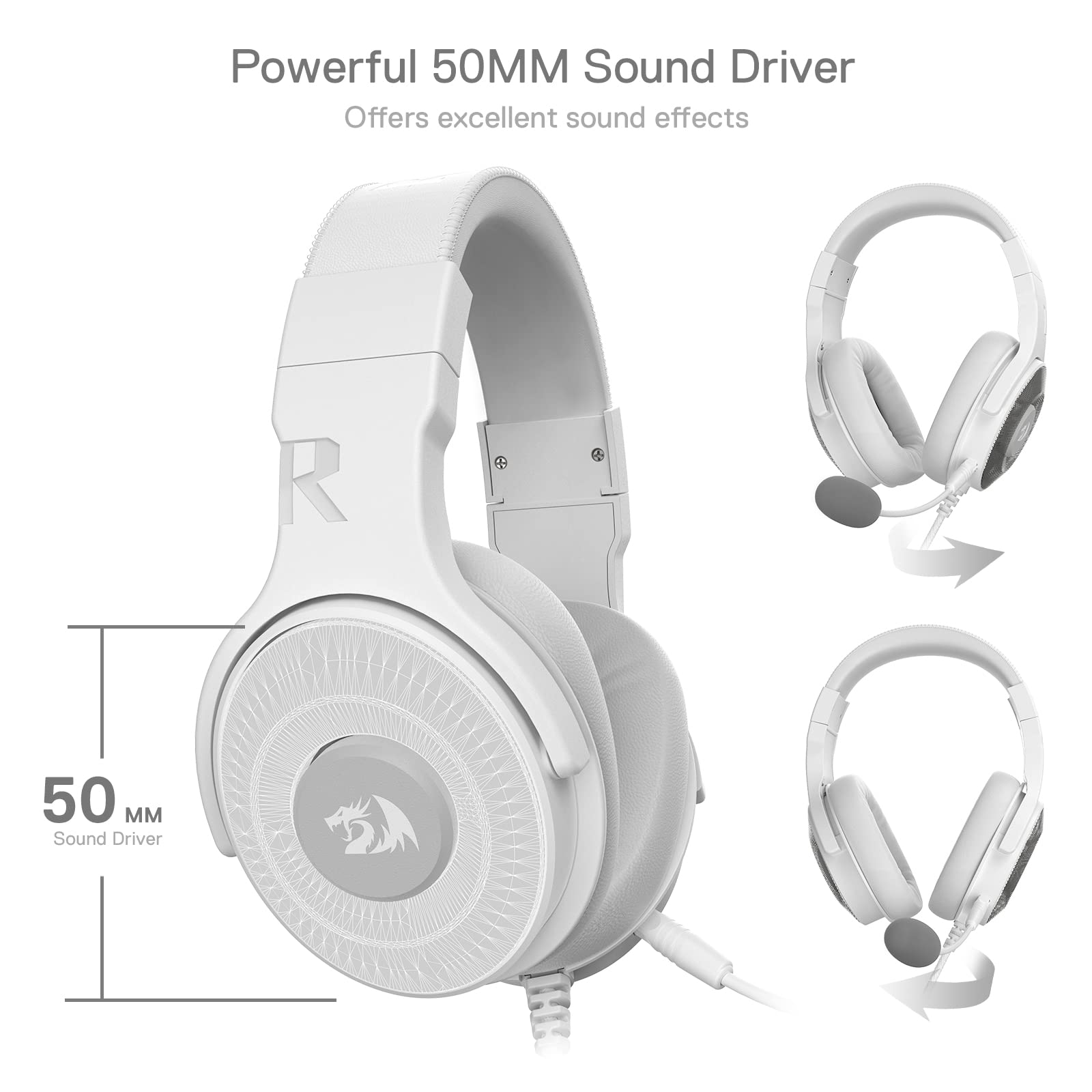 Foto 4 pulgar | Auriculares Para Juegos Redragon H350 Blancos Con Cable Y Retroiluminación Rgb - Venta Internacional.
