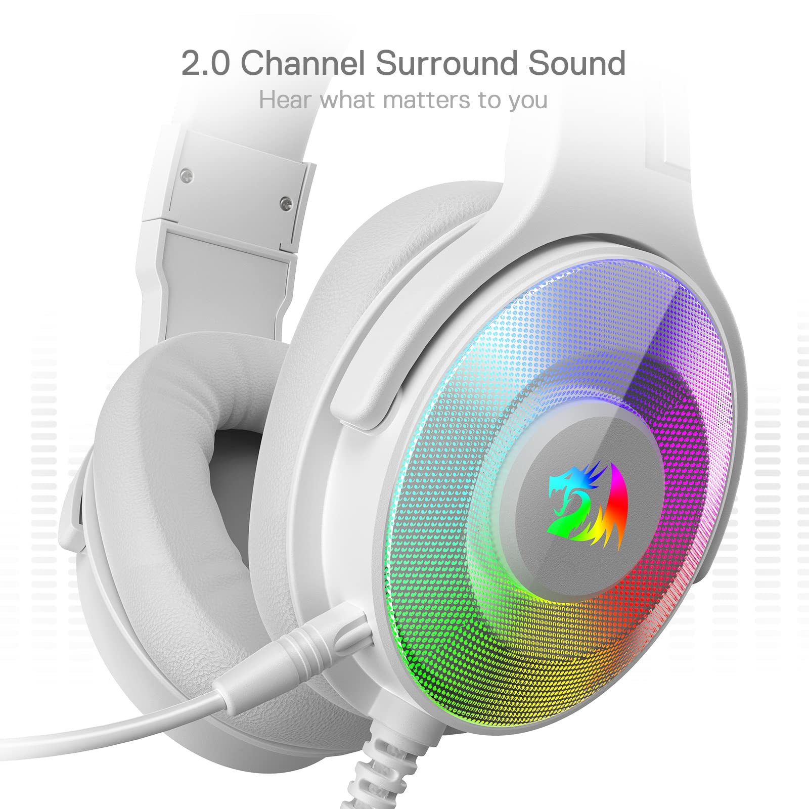 Foto 6 pulgar | Auriculares Para Juegos Redragon H350 Blancos Con Cable Y Retroiluminación Rgb - Venta Internacional.