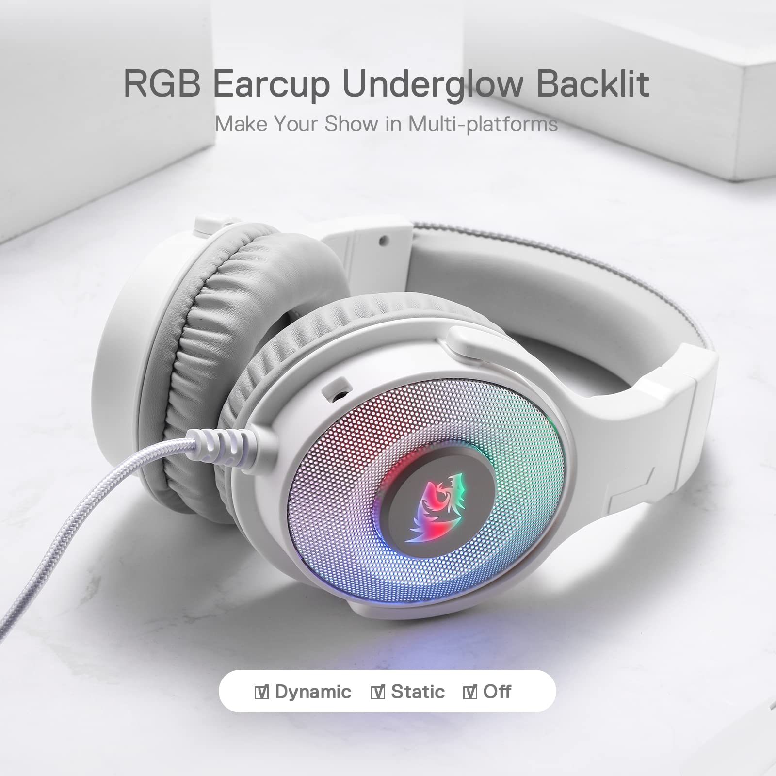 Foto 8 pulgar | Auriculares Para Juegos Redragon H350 Blancos Con Cable Y Retroiluminación Rgb - Venta Internacional.